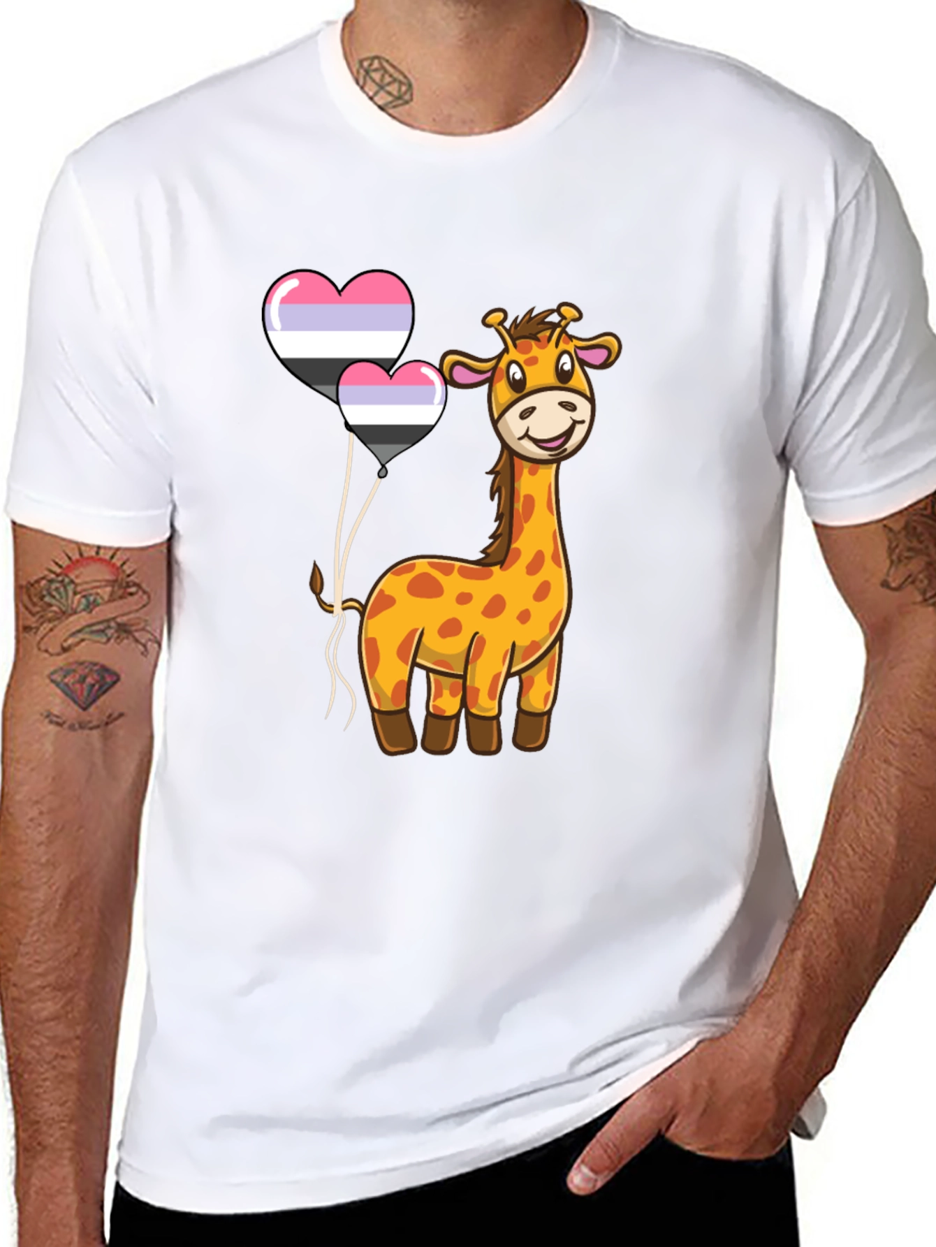 Giraffe & Balloons Graphic Tee - Casual Comfort
