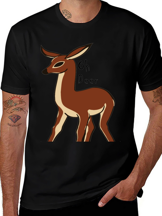 Oh Deer Graphic Tee - Mens Black Short Sleeve T-Shirt