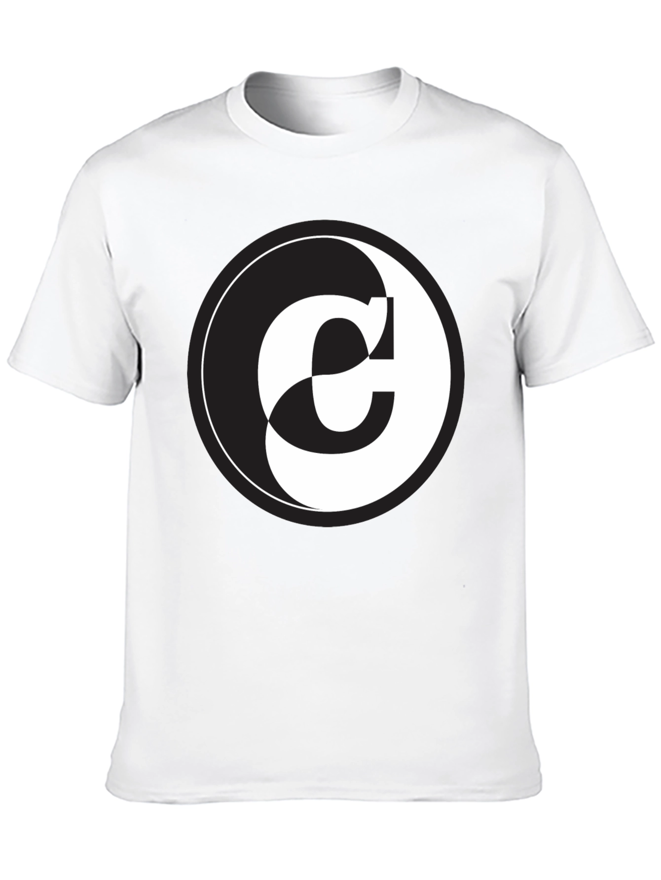 Yin Yang C Letter Graphic Black T-Shirt