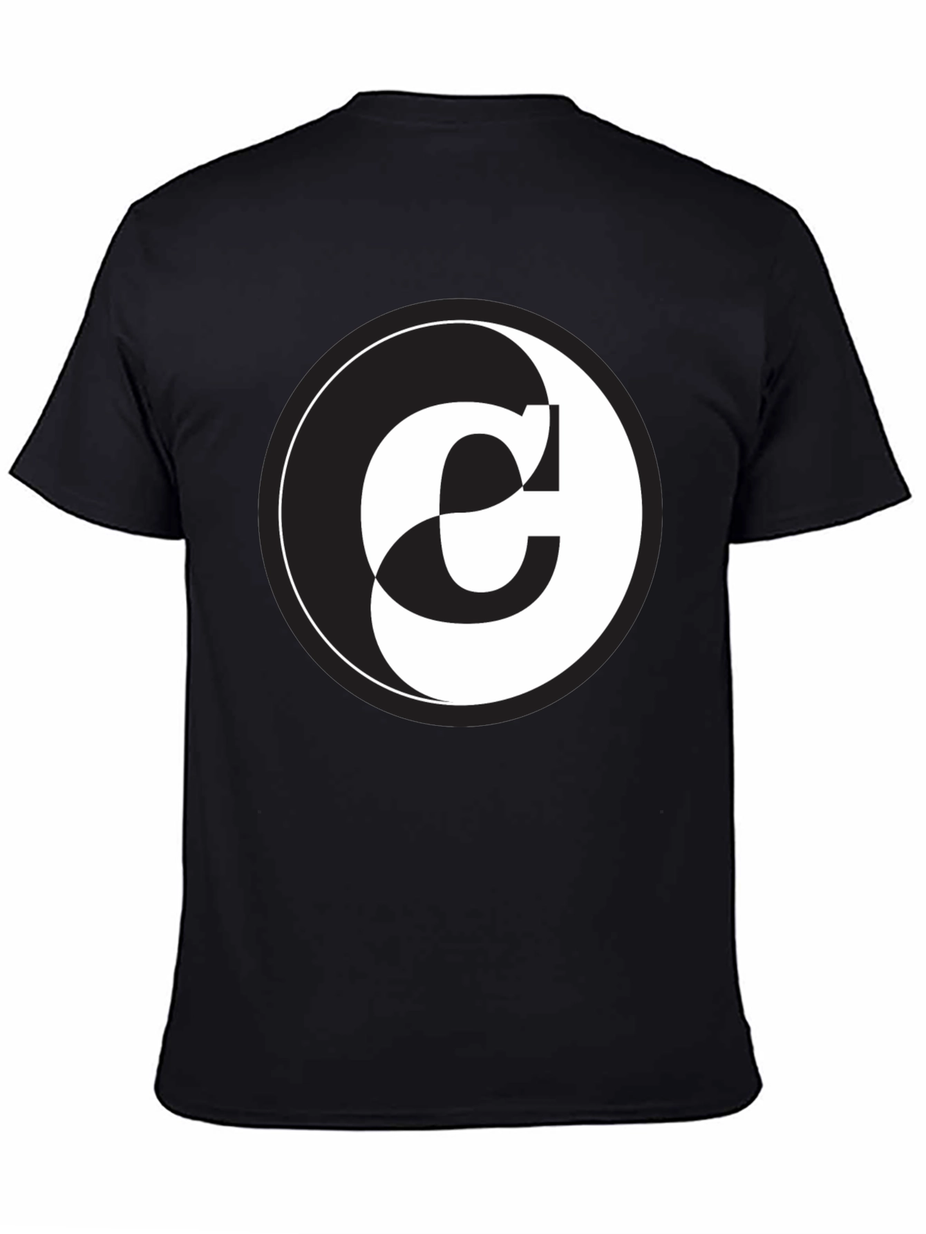 Yin Yang C Letter Graphic Black T-Shirt