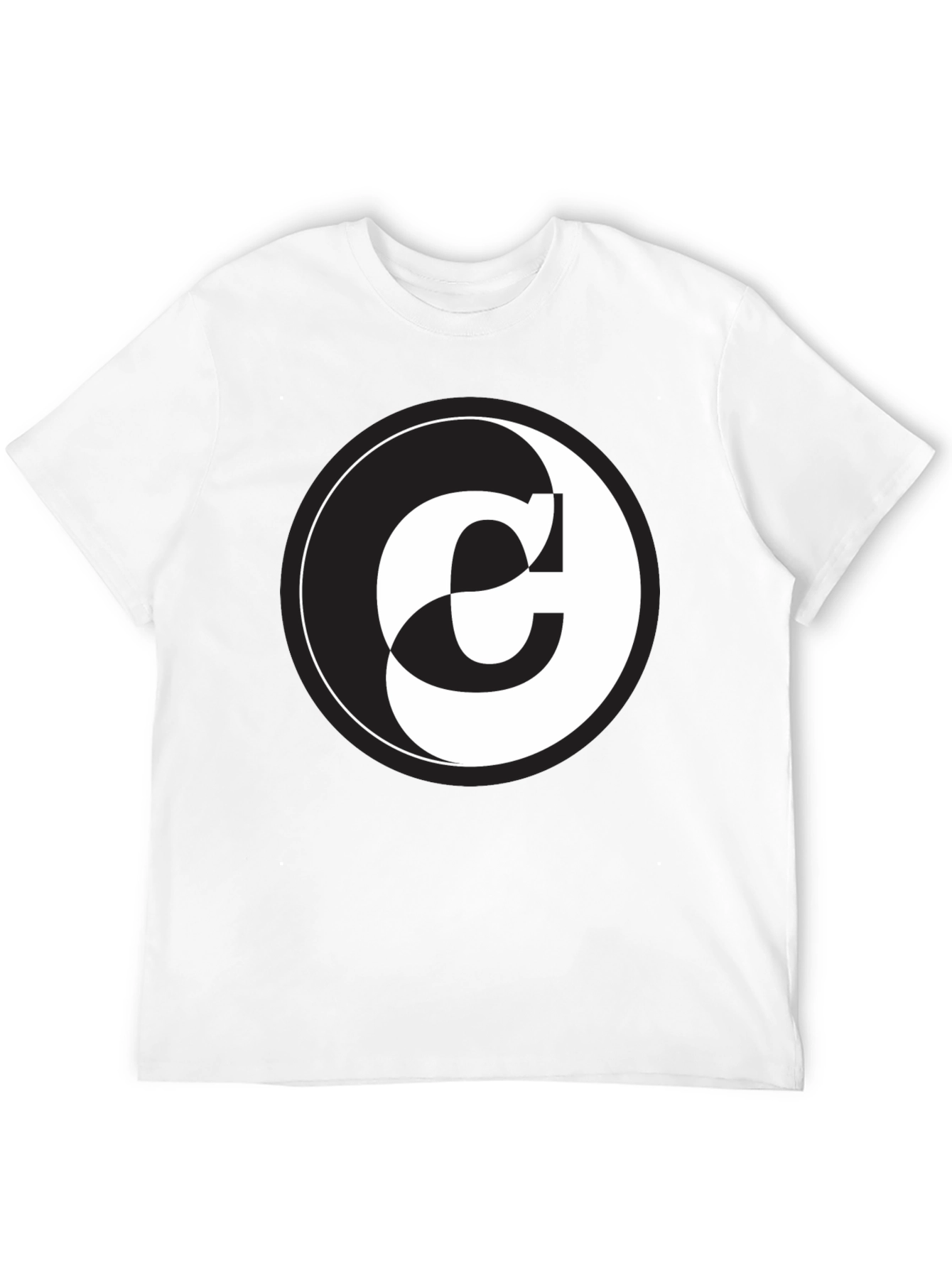 Yin Yang C Letter Graphic Black T-Shirt