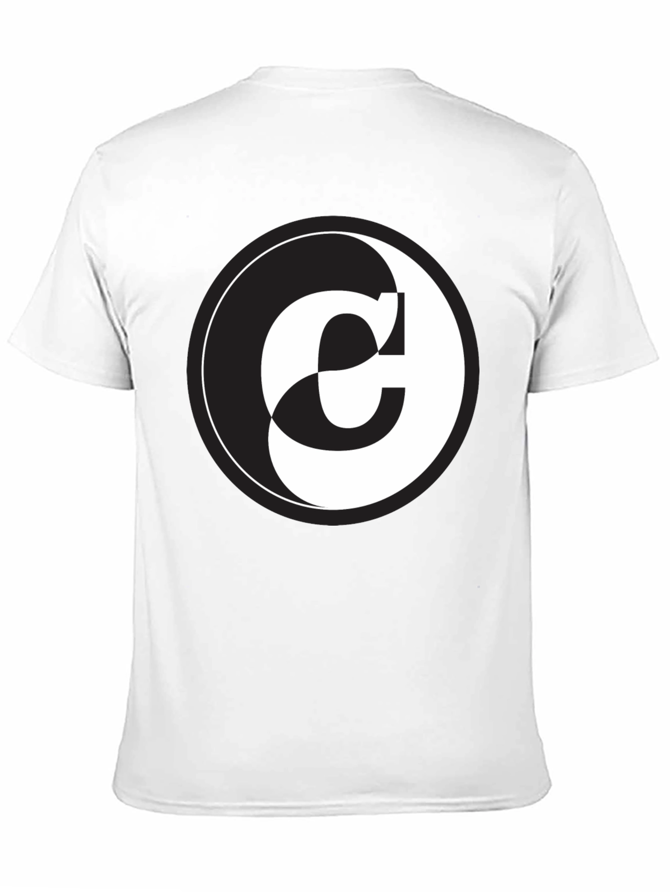 Yin Yang C Letter Graphic Black T-Shirt