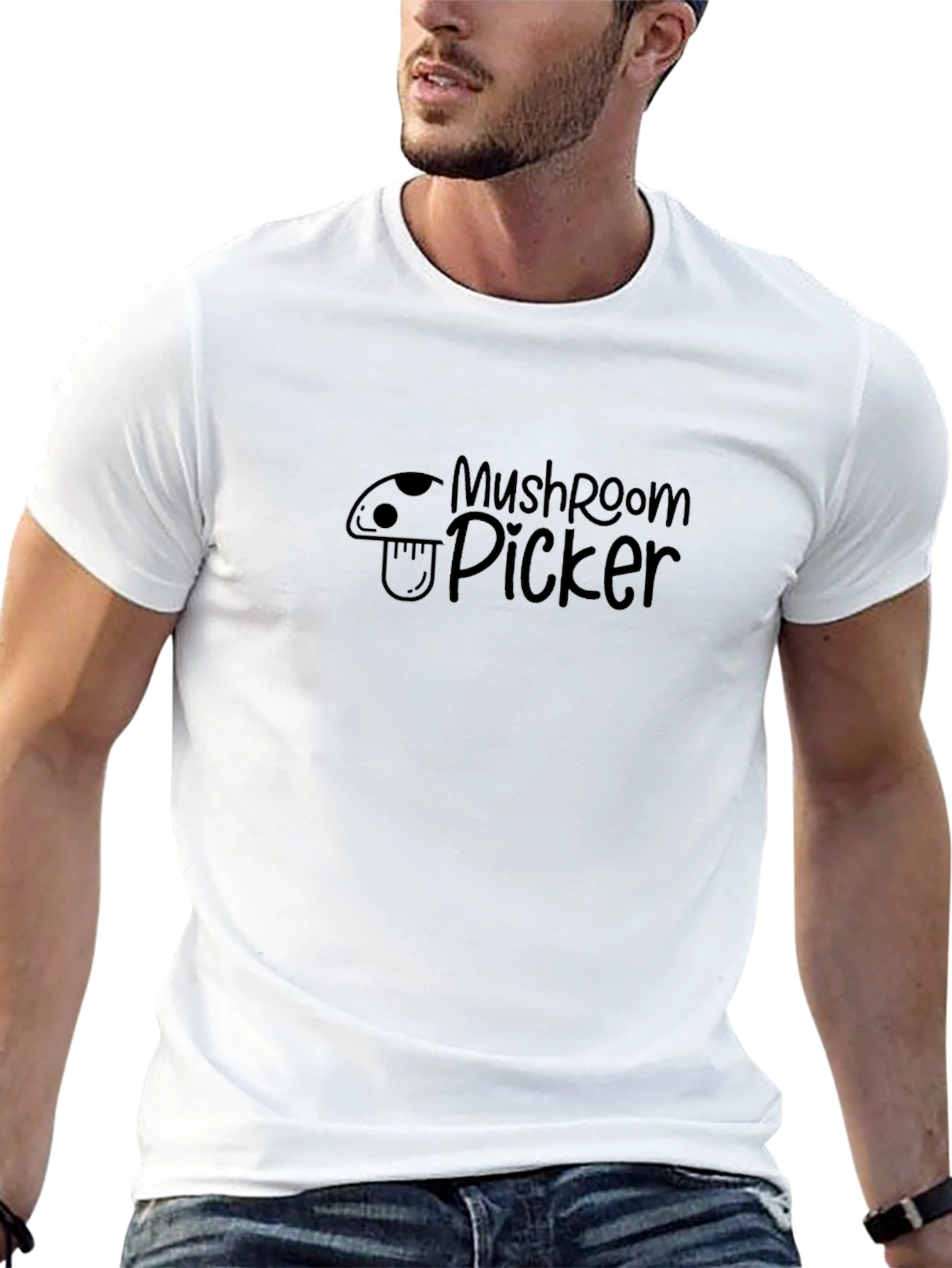 Mushroom Picker Graphic Tee - Black Cotton T-Shirt