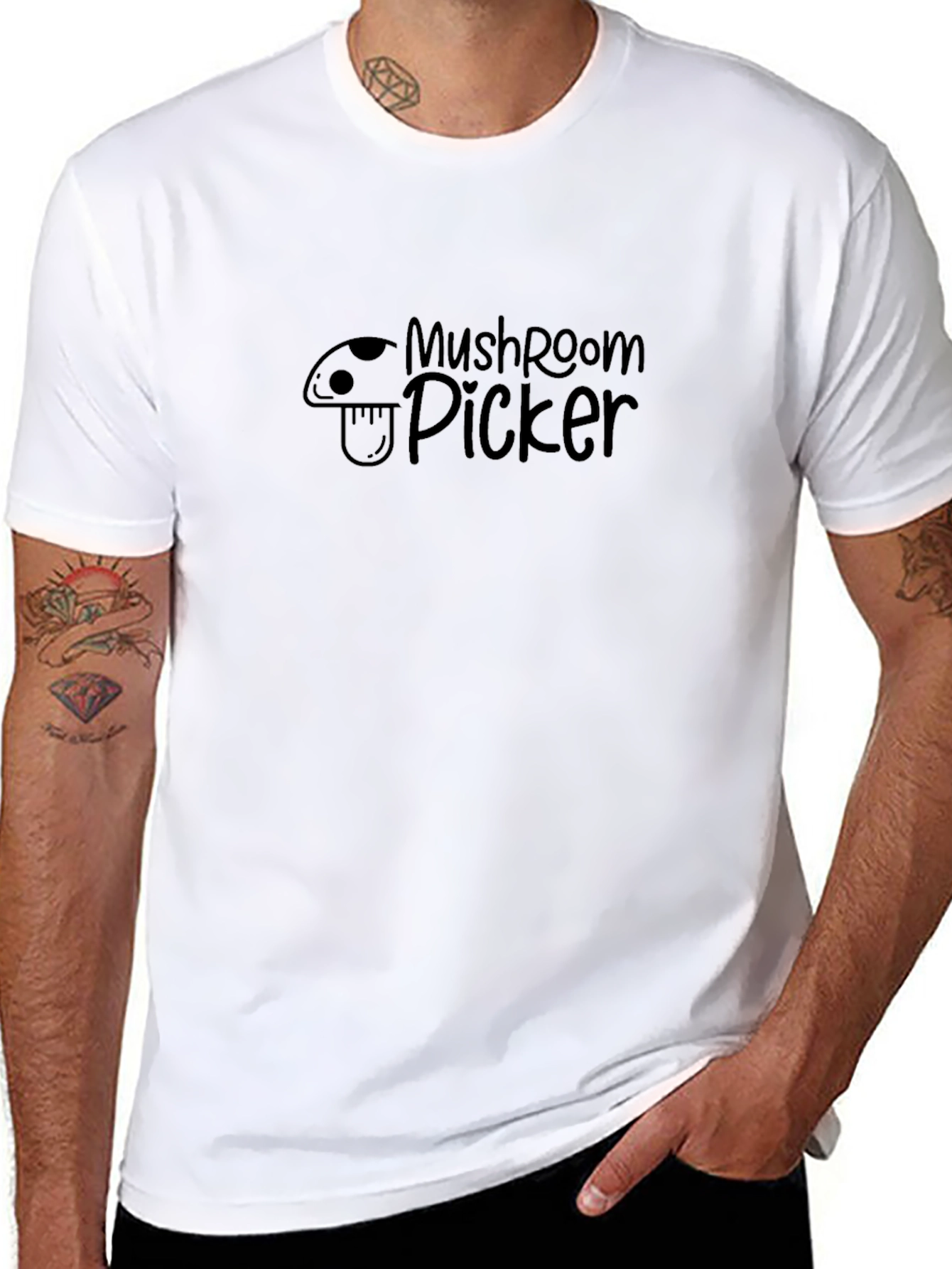 Mushroom Picker Graphic Tee - Black Cotton T-Shirt
