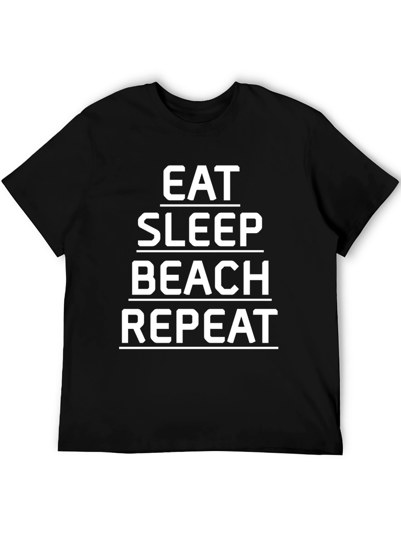 Eat Sleep Beach Repeat Black Graphic Tee
