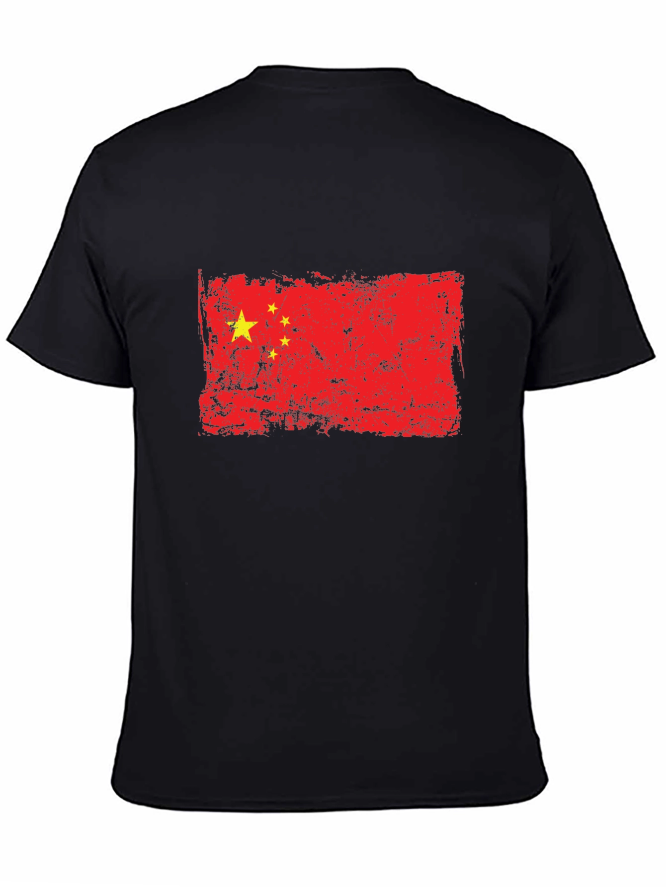 Distressed China Flag Graphic Black T-Shirt