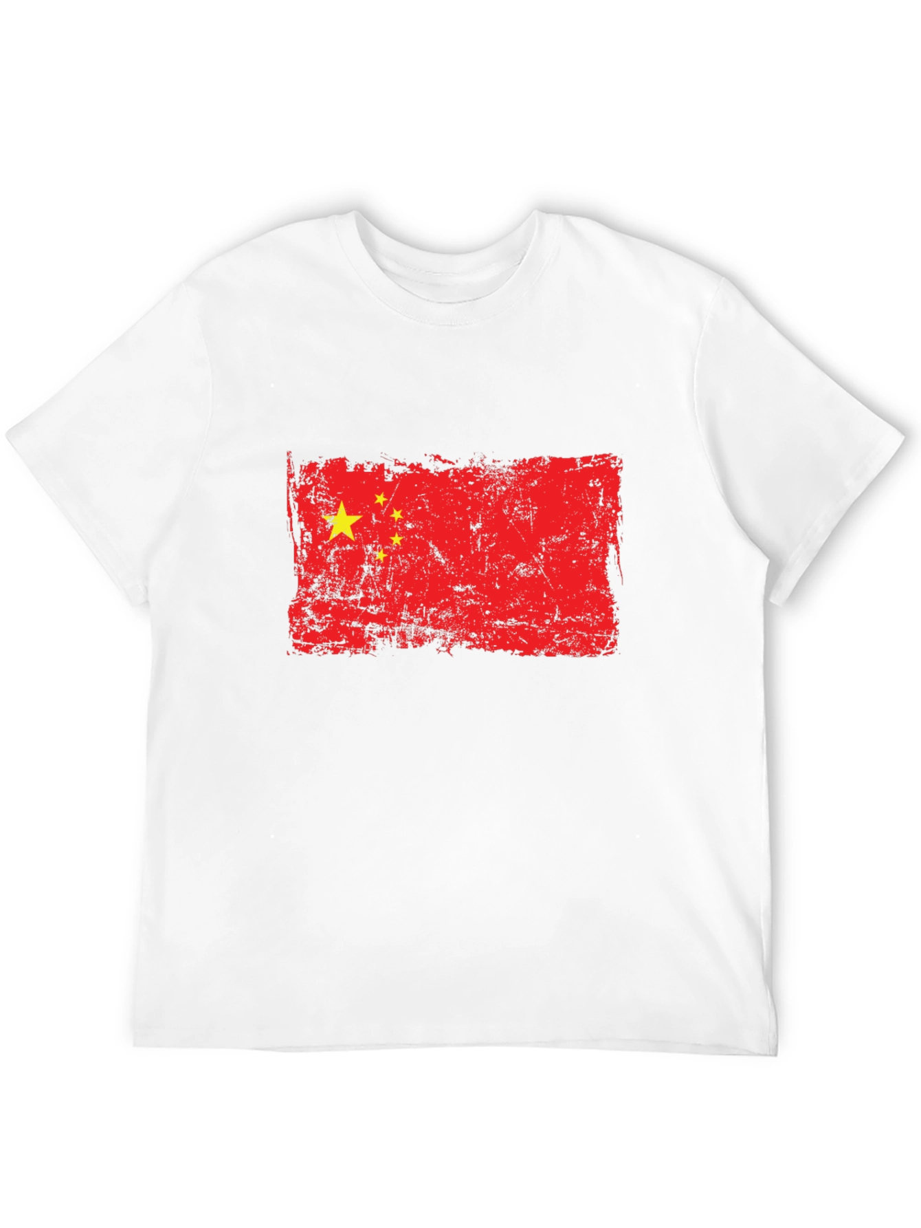 Distressed China Flag Graphic Black T-Shirt