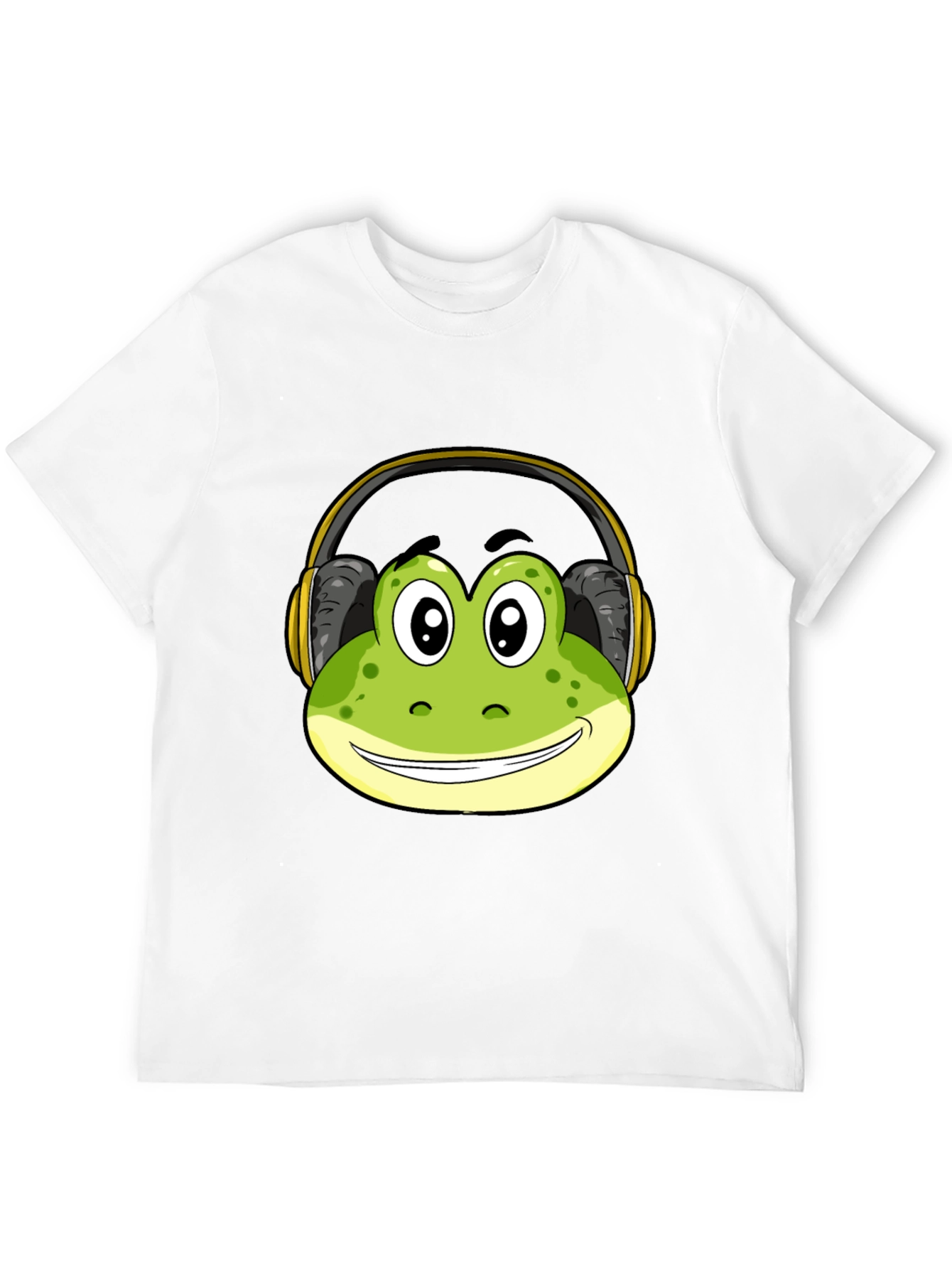 Frog with Headphones Black T-Shirt