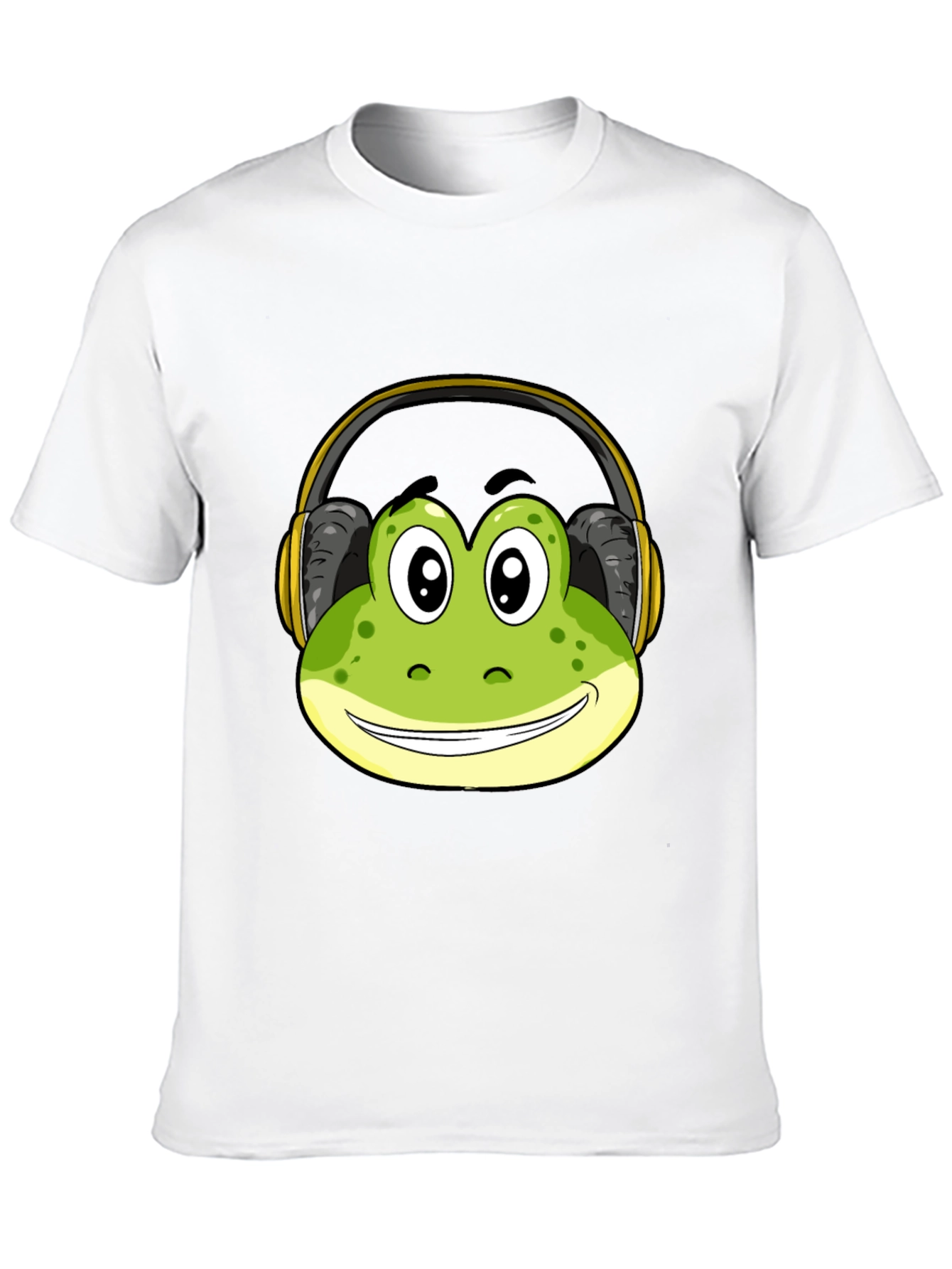 Frog with Headphones Black T-Shirt