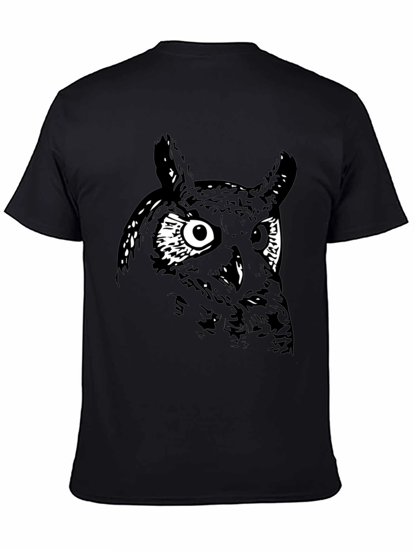 Mens Black Owl Graphic Tee