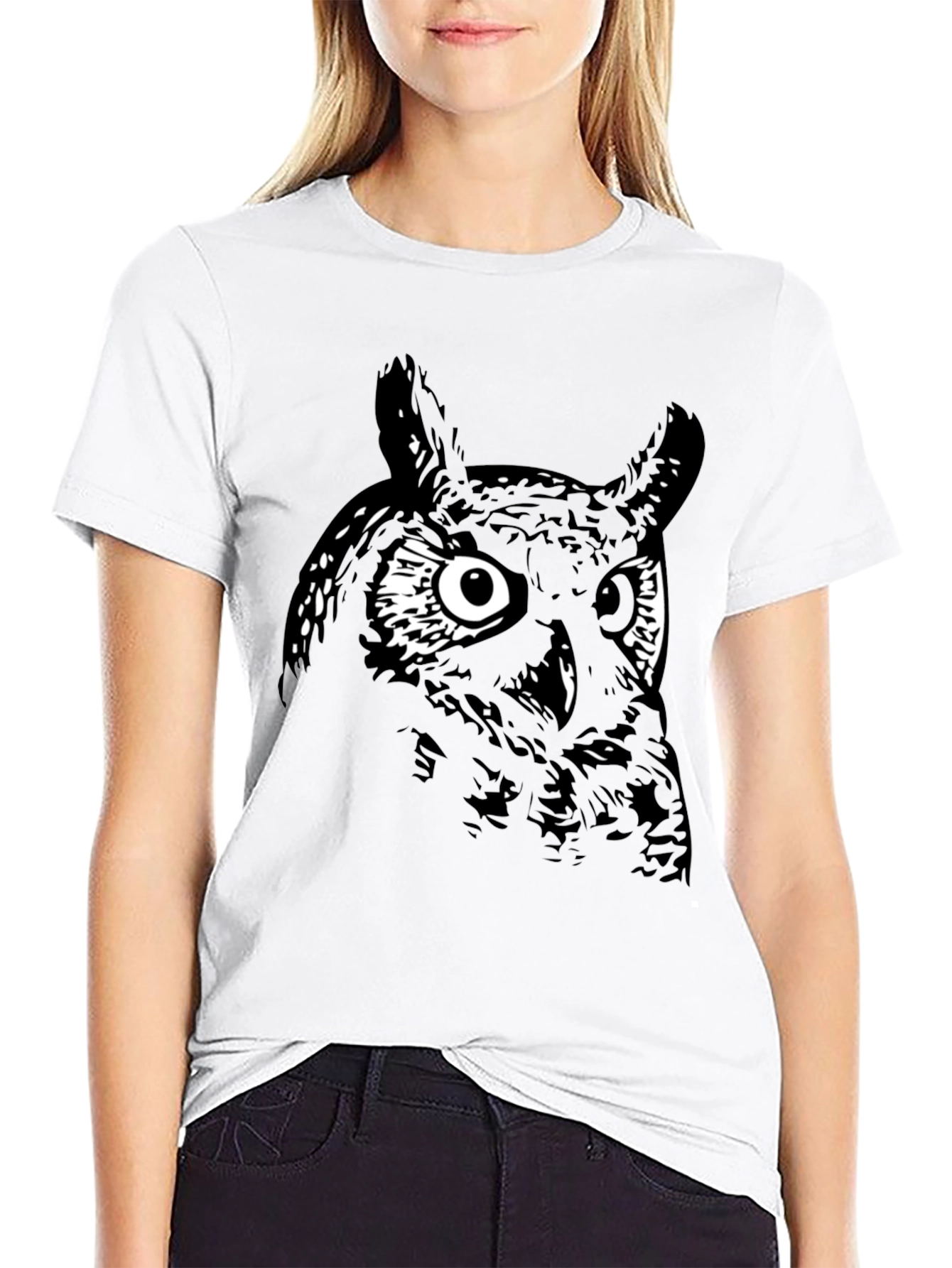 Mens Black Owl Graphic Tee