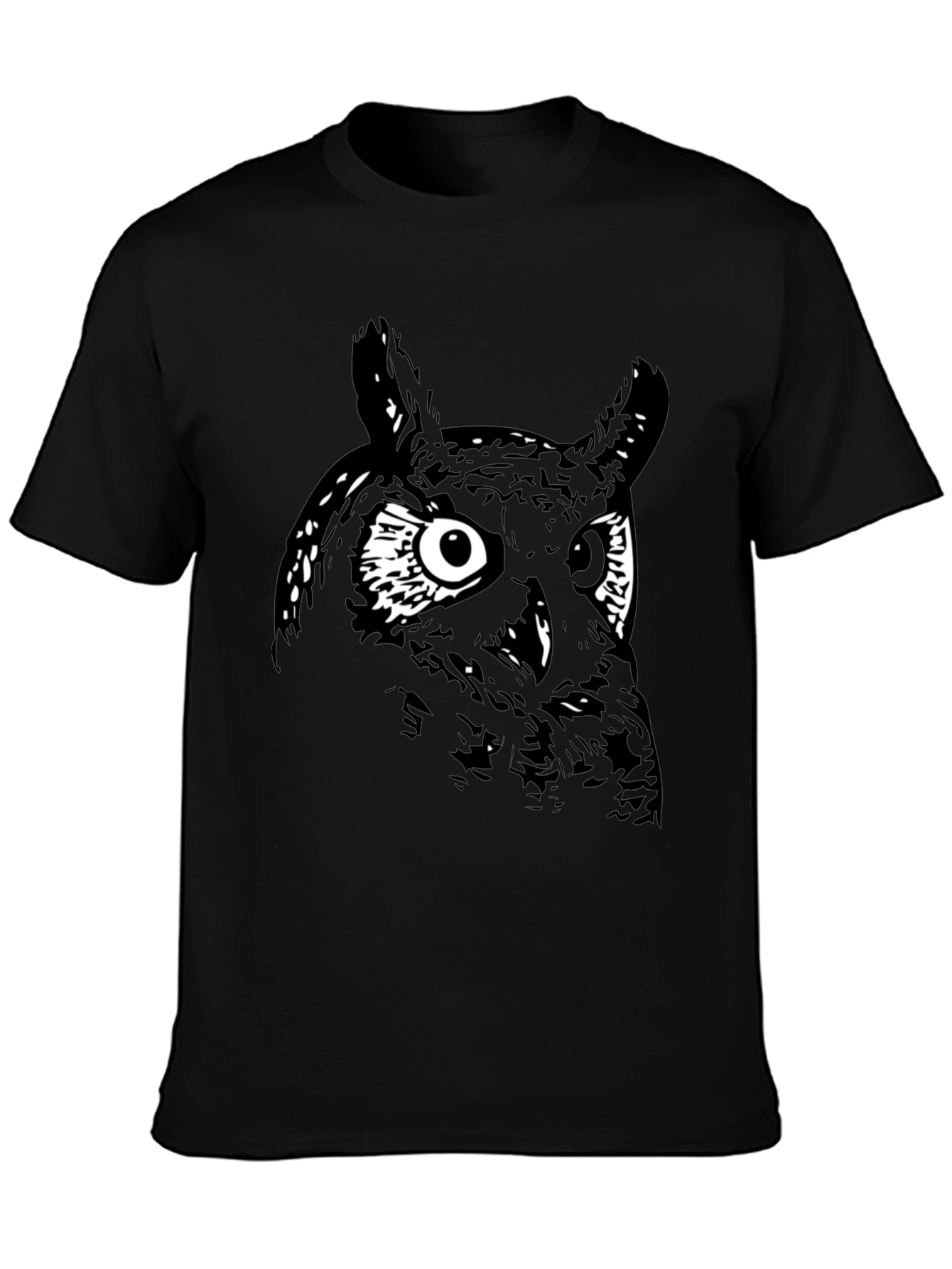Mens Black Owl Graphic Tee
