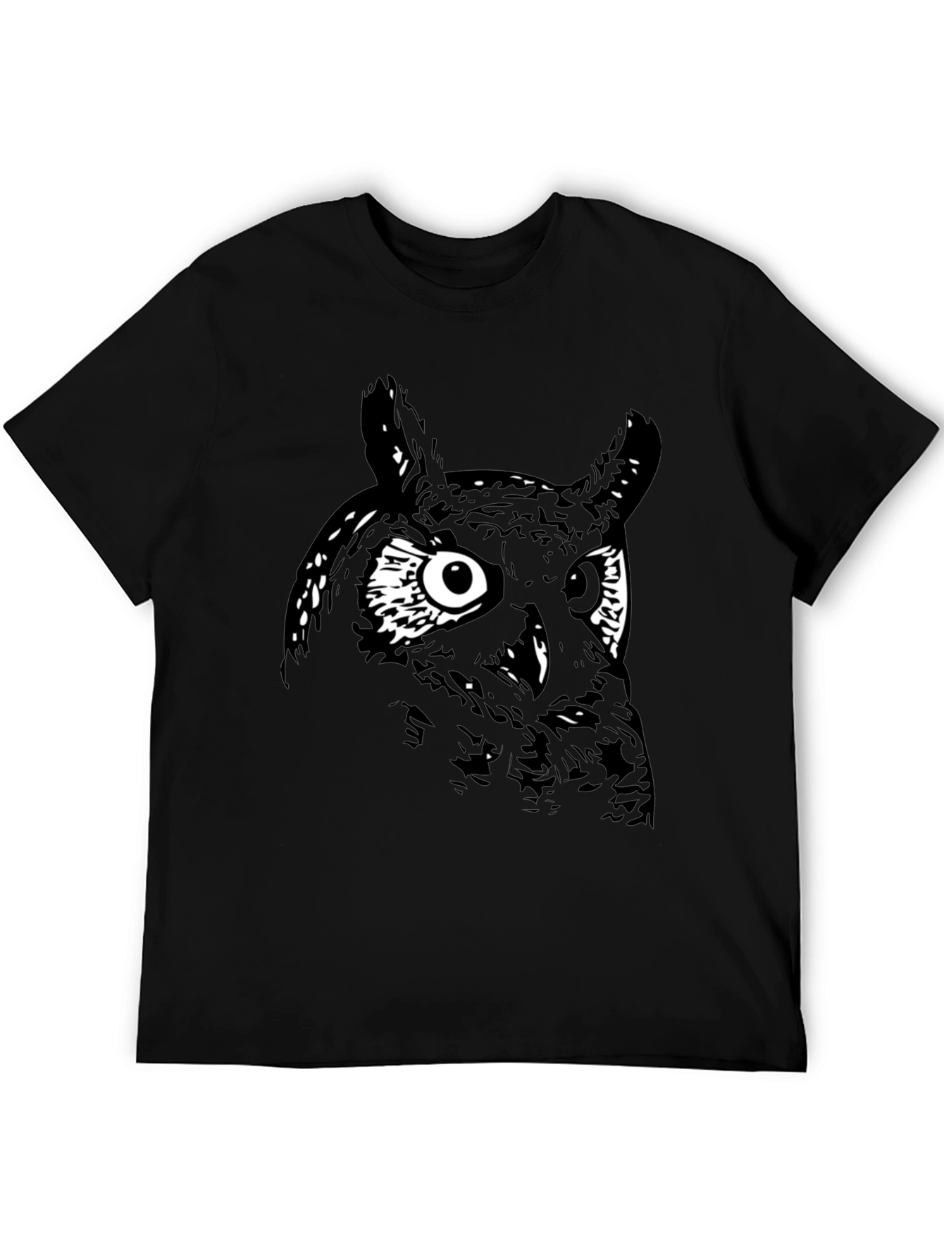 Mens Black Owl Graphic Tee