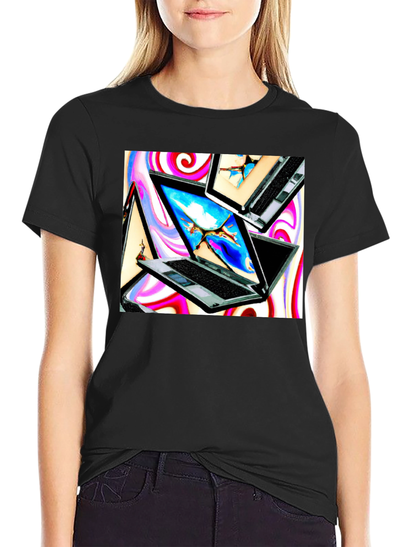 Laptop Swirl Graphic Tee - Bold & Stylish