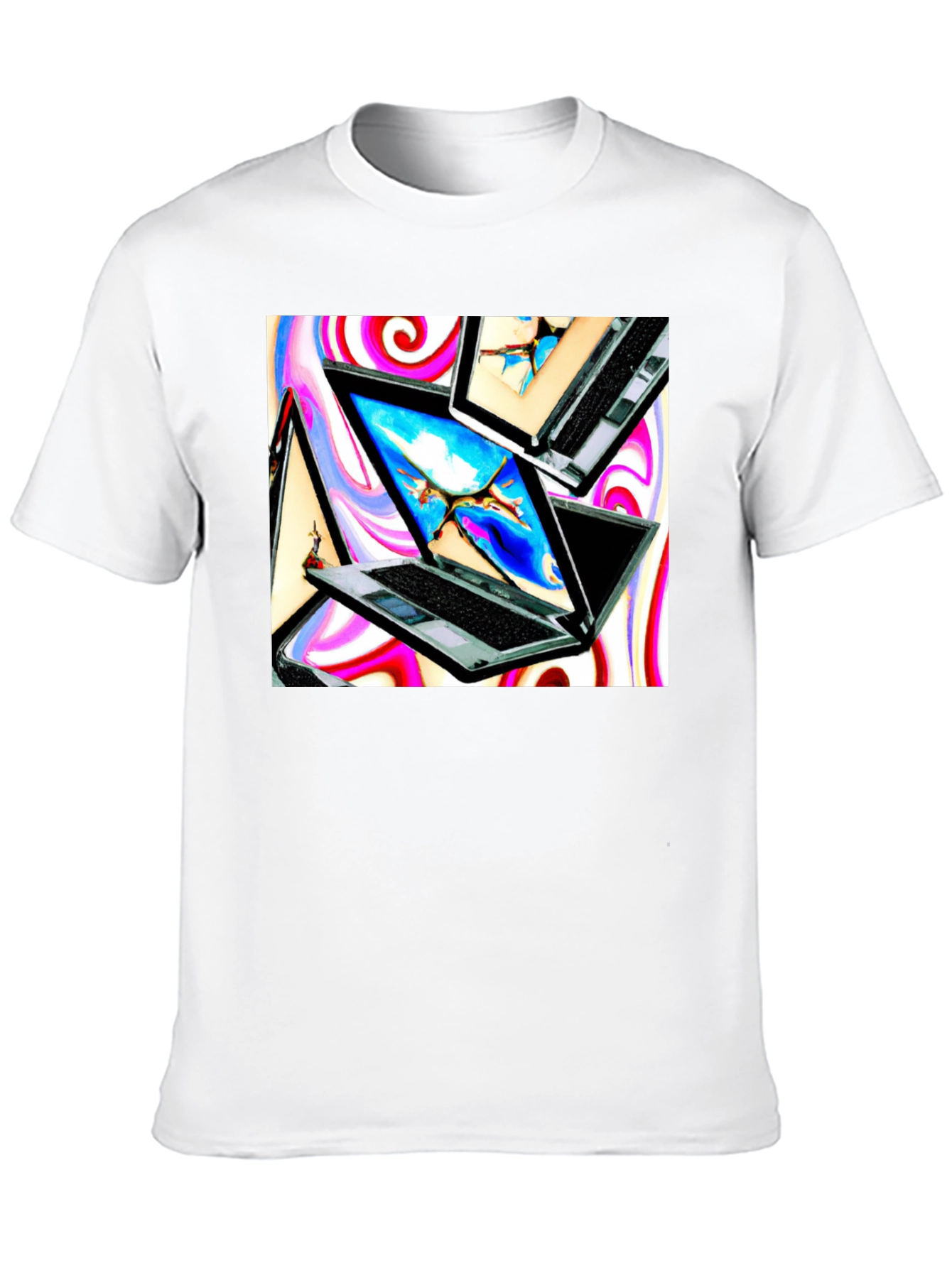 Laptop Swirl Graphic Tee - Bold & Stylish