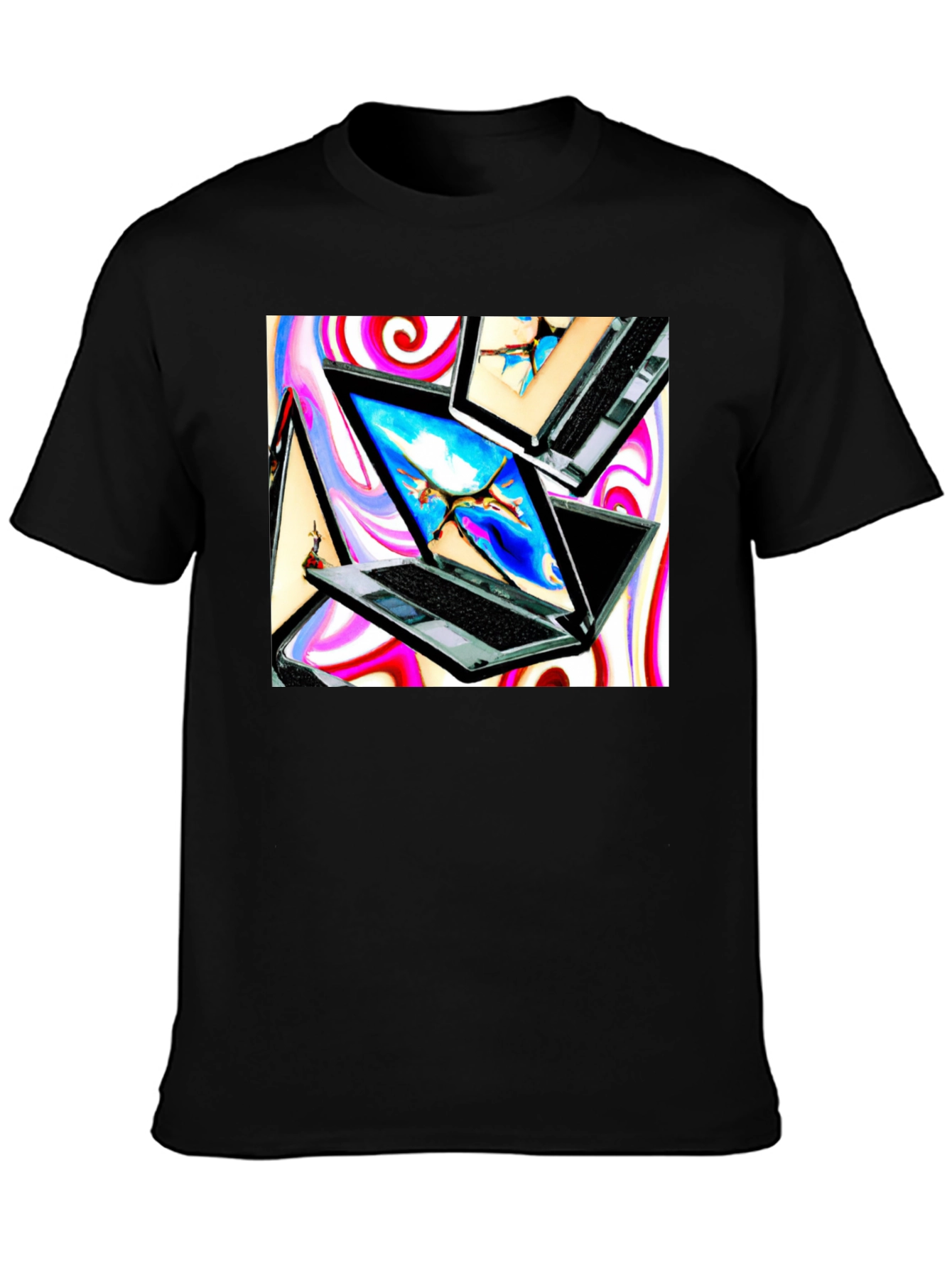 Laptop Swirl Graphic Tee - Bold & Stylish