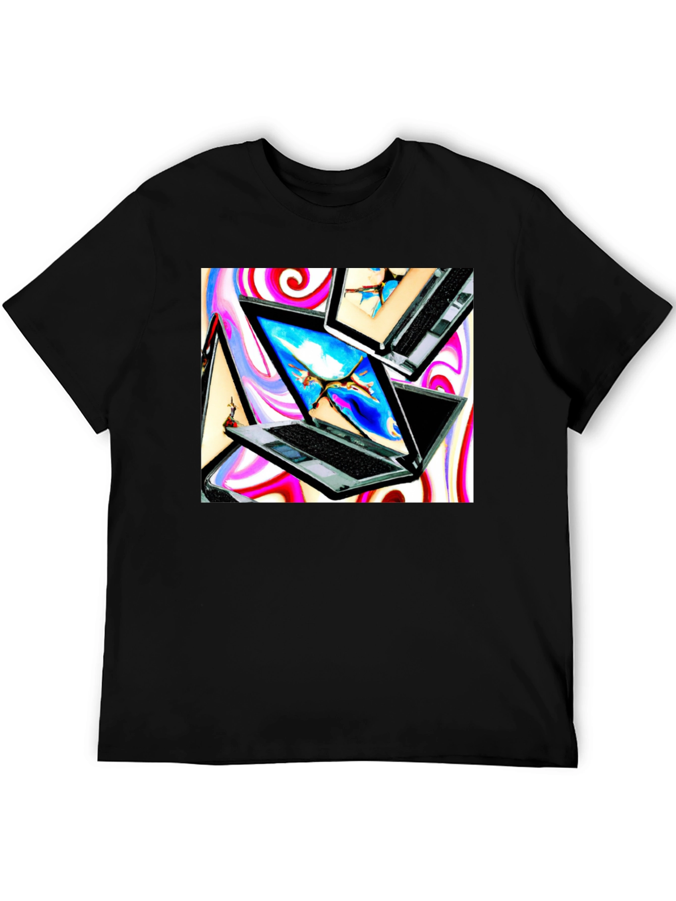 Laptop Swirl Graphic Tee - Bold & Stylish