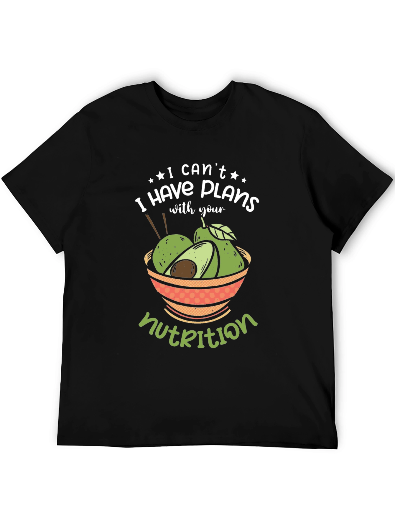 Funny Avocado Nutrition Plans Graphic T-Shirt
