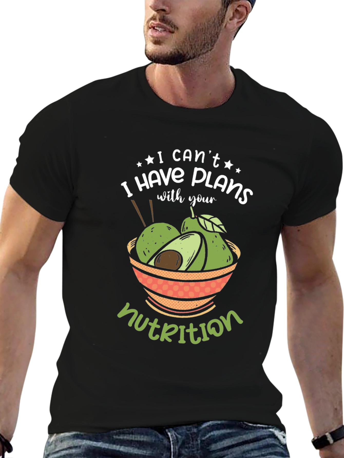 Funny Avocado Nutrition Plans Graphic T-Shirt