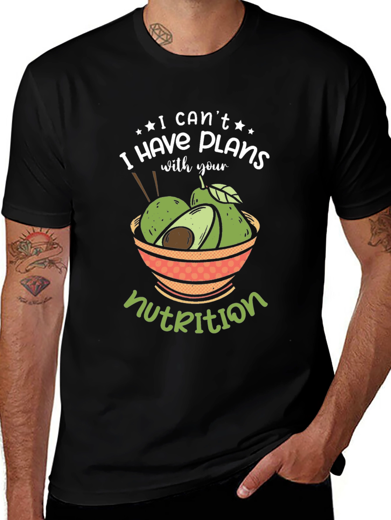 Funny Avocado Nutrition Plans Graphic T-Shirt
