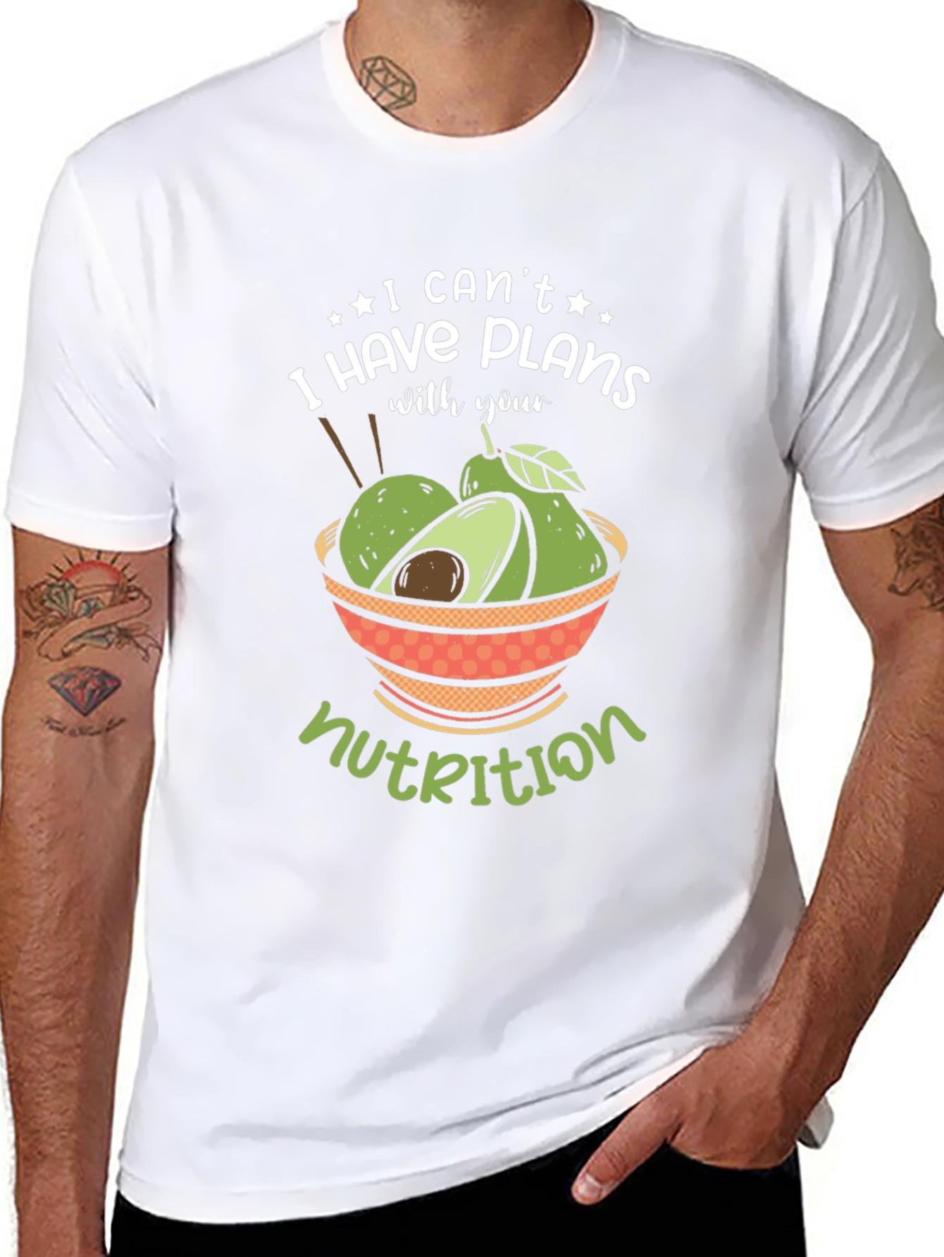 Funny Avocado Nutrition Plans Graphic T-Shirt