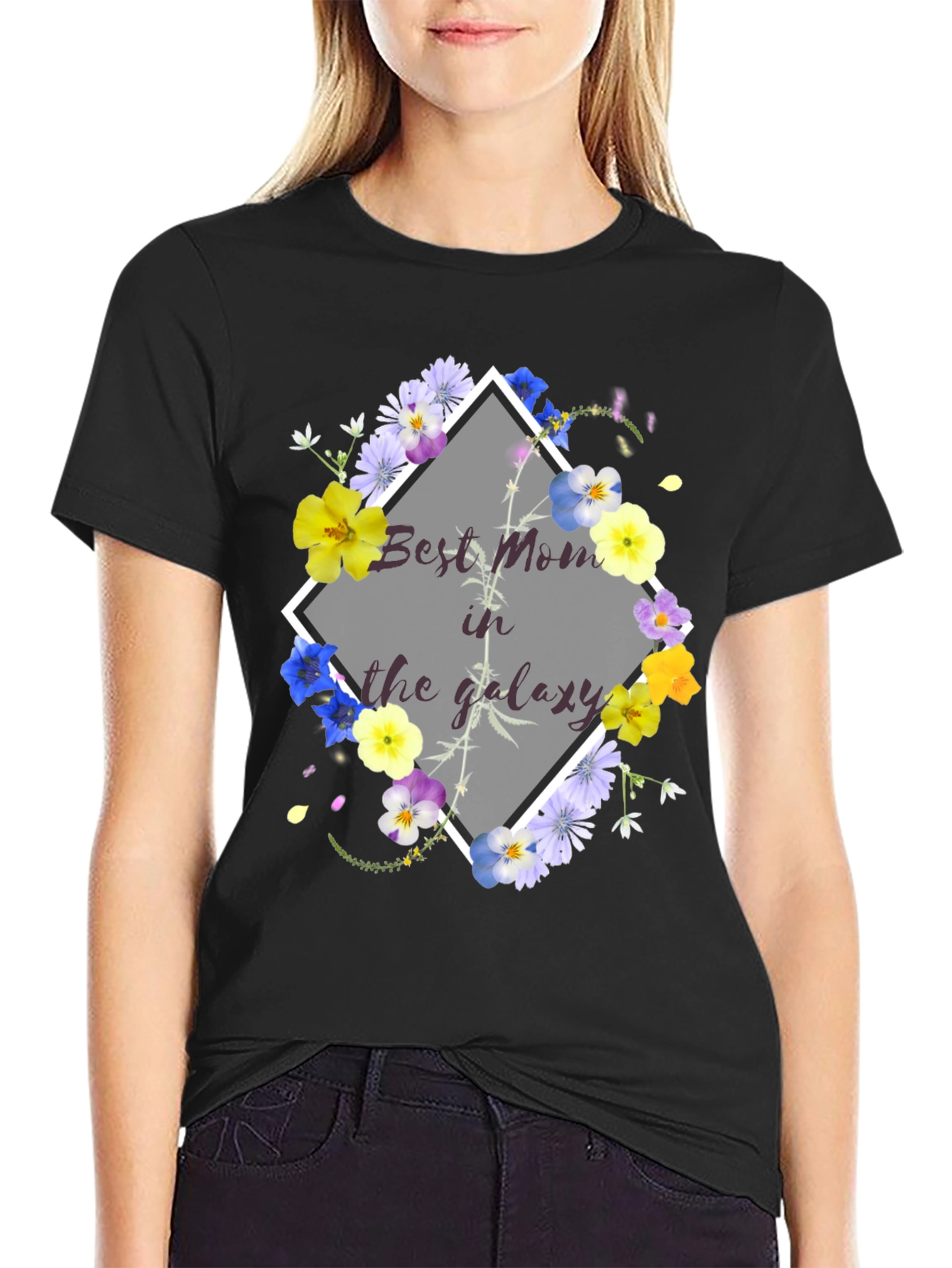 Best Mom in the Galaxy Floral T-Shirt
