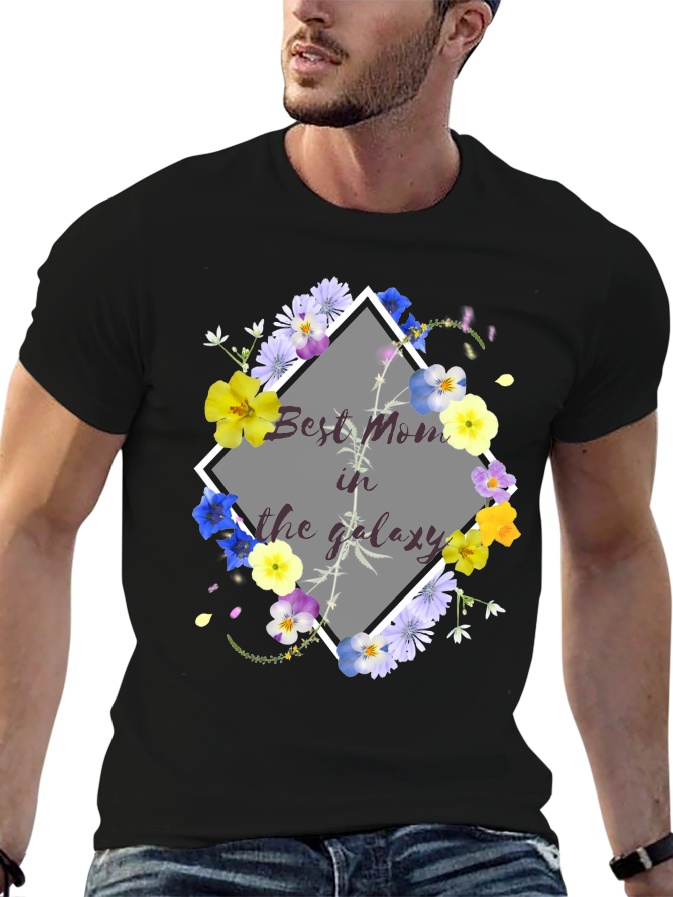 Best Mom in the Galaxy Floral T-Shirt