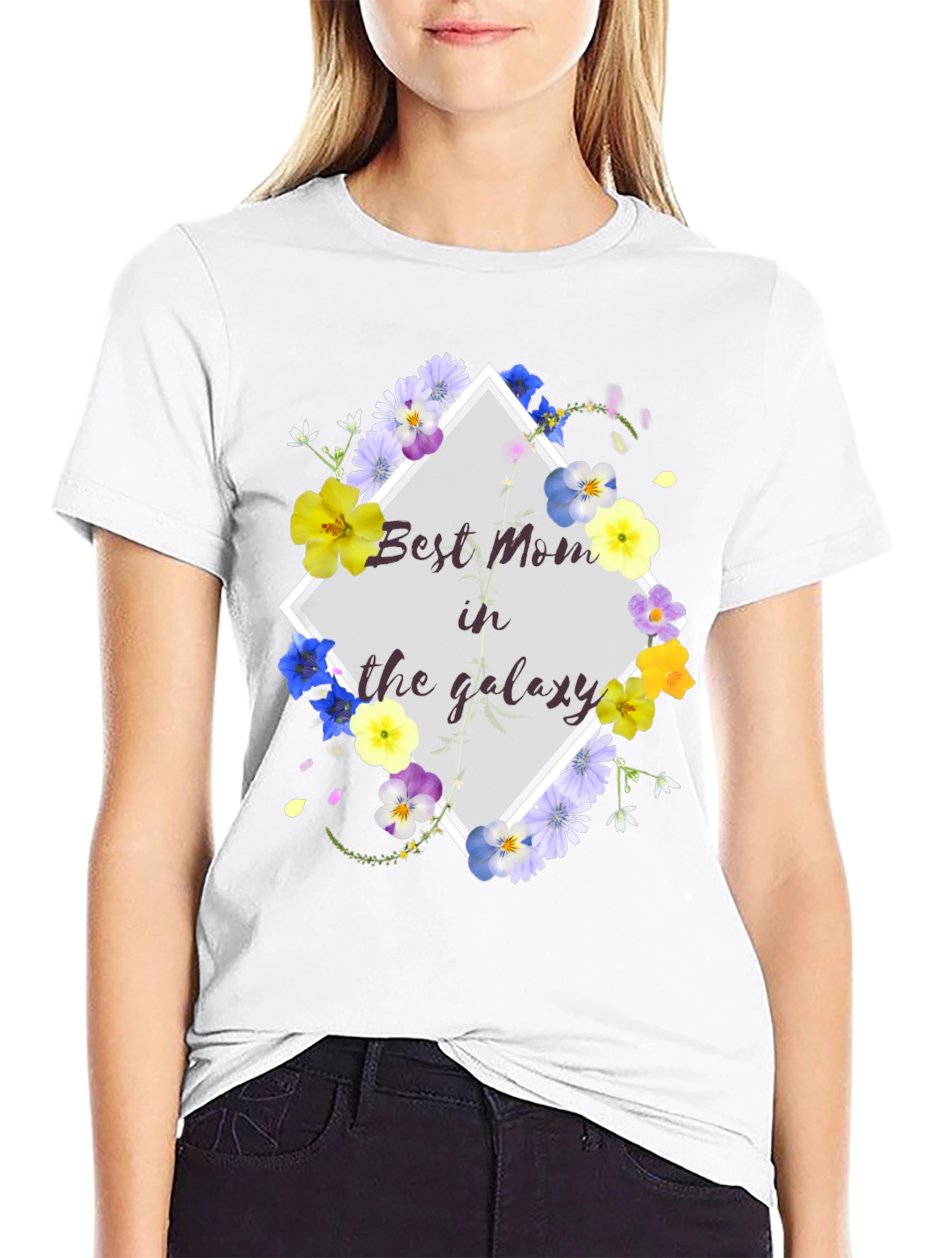 Best Mom in the Galaxy Floral T-Shirt