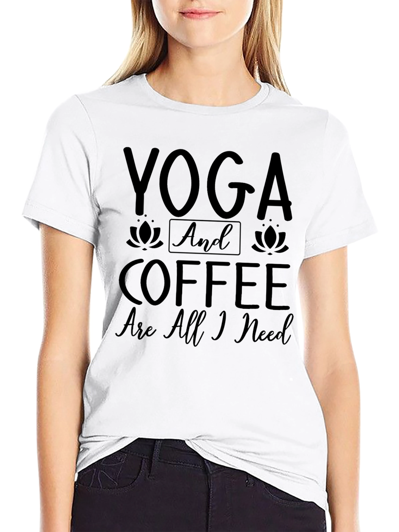 Yoga and Coffee Mens Black Graphic Tee