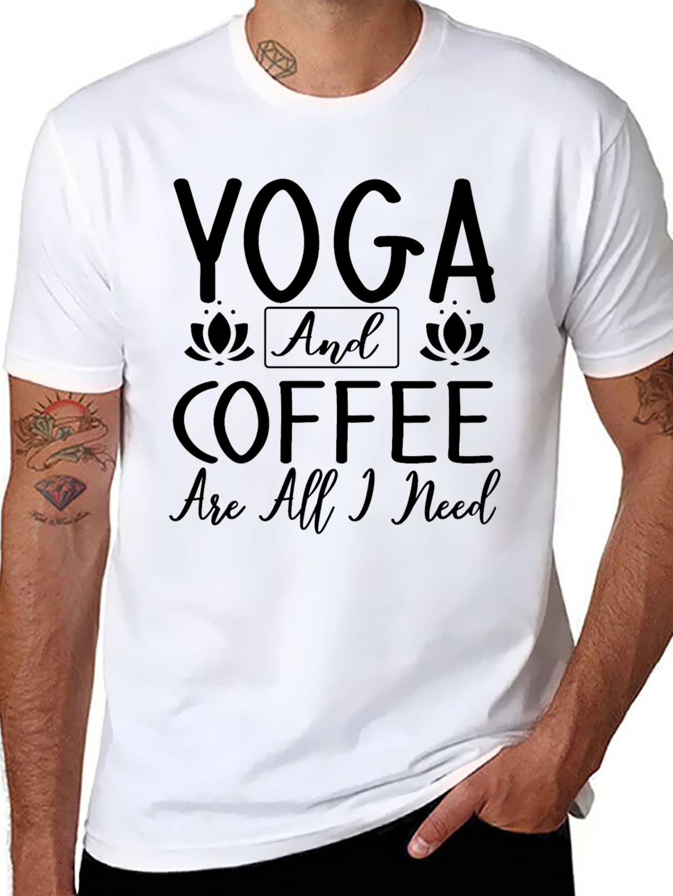 Yoga and Coffee Mens Black Graphic Tee