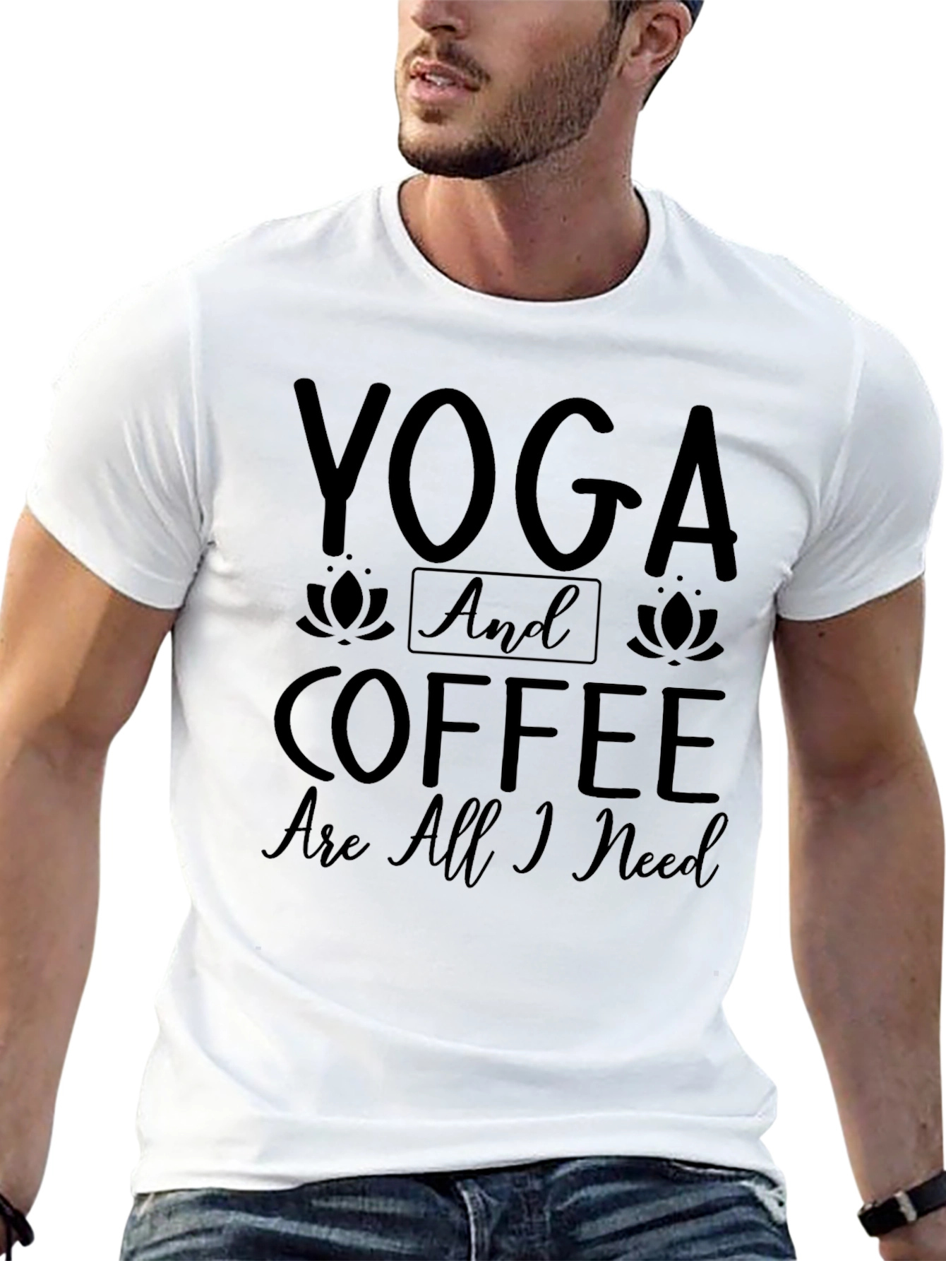 Yoga and Coffee Mens Black Graphic Tee