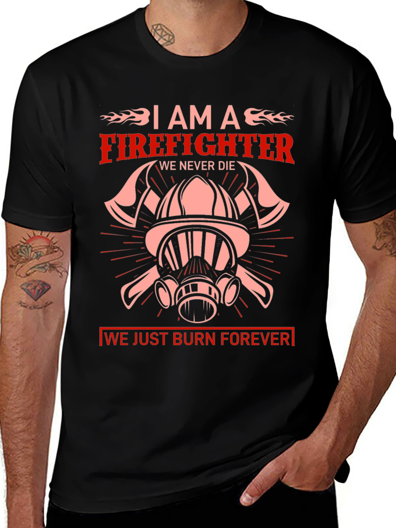 Firefighter Graphic T-Shirt - We Burn Forever Design