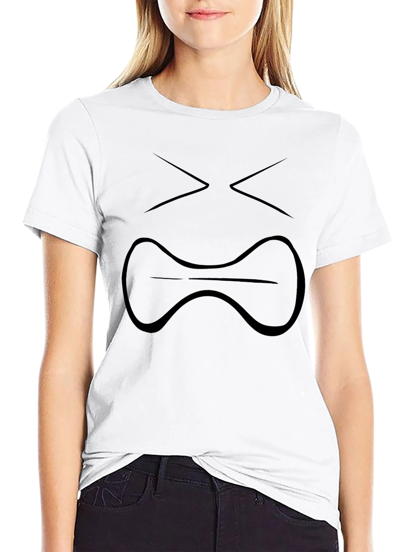 Black T-Shirt with Graphic Face Design