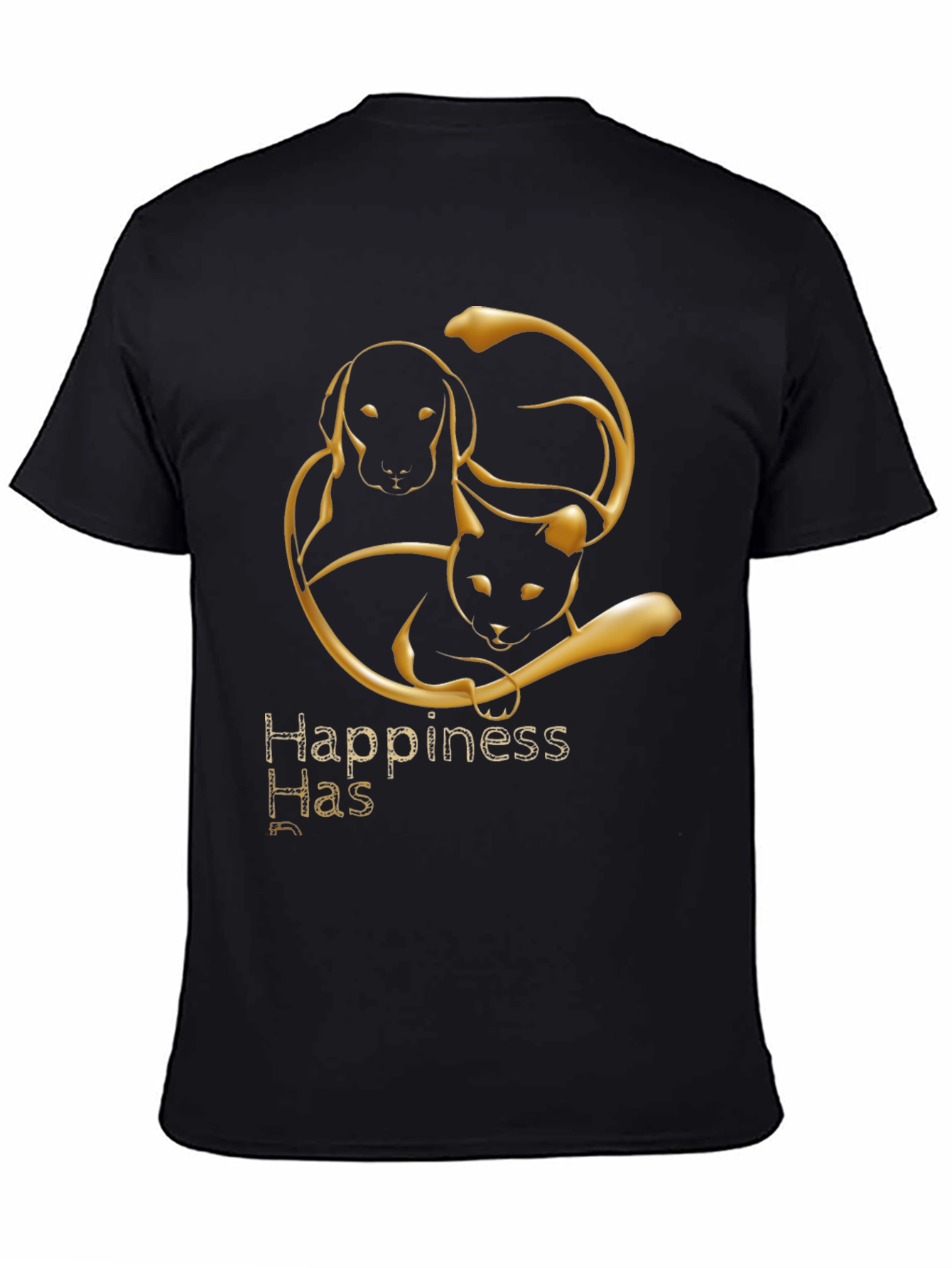 Happiness Has Paws Black Tee