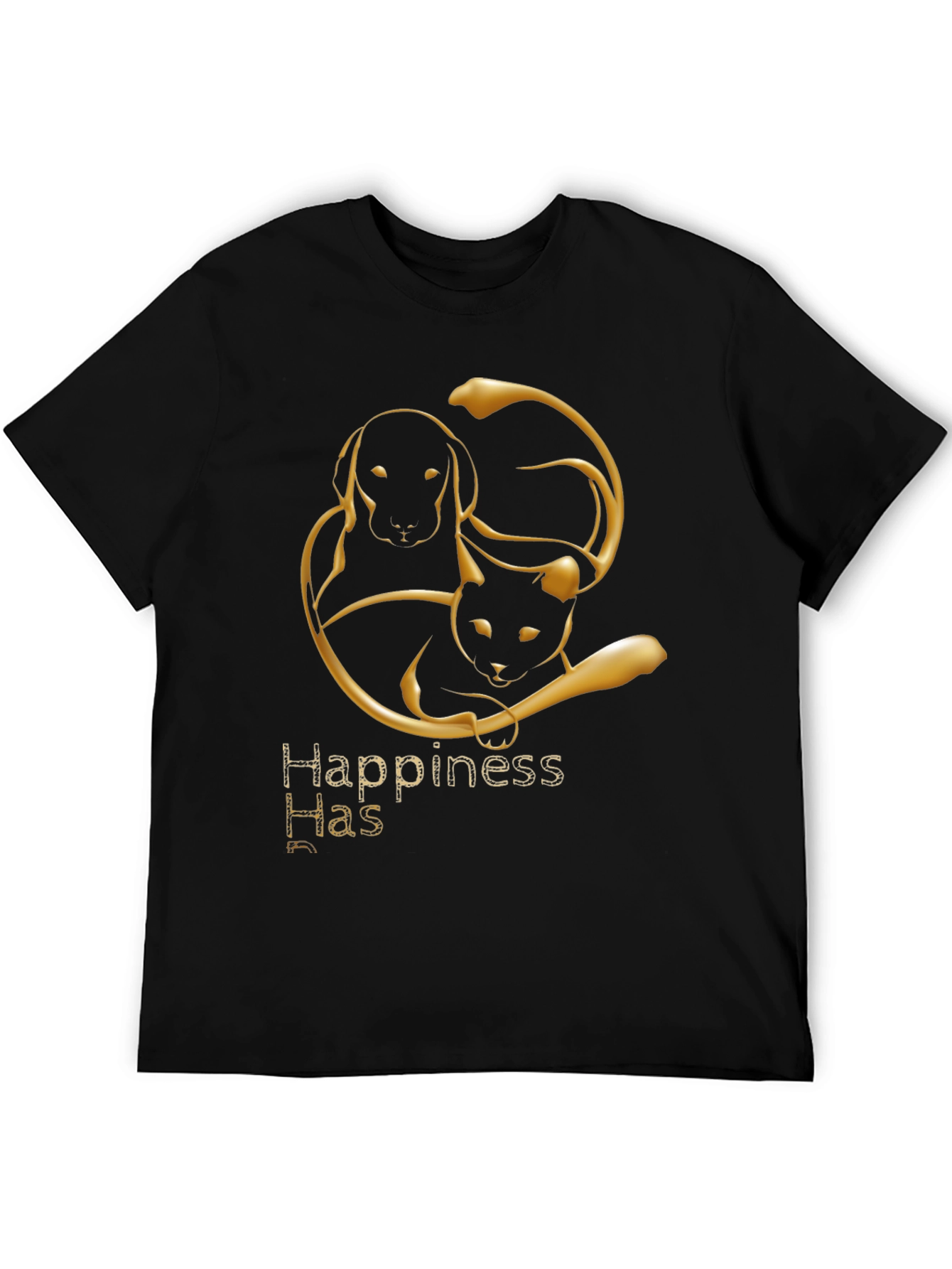 Happiness Has Paws Black Tee