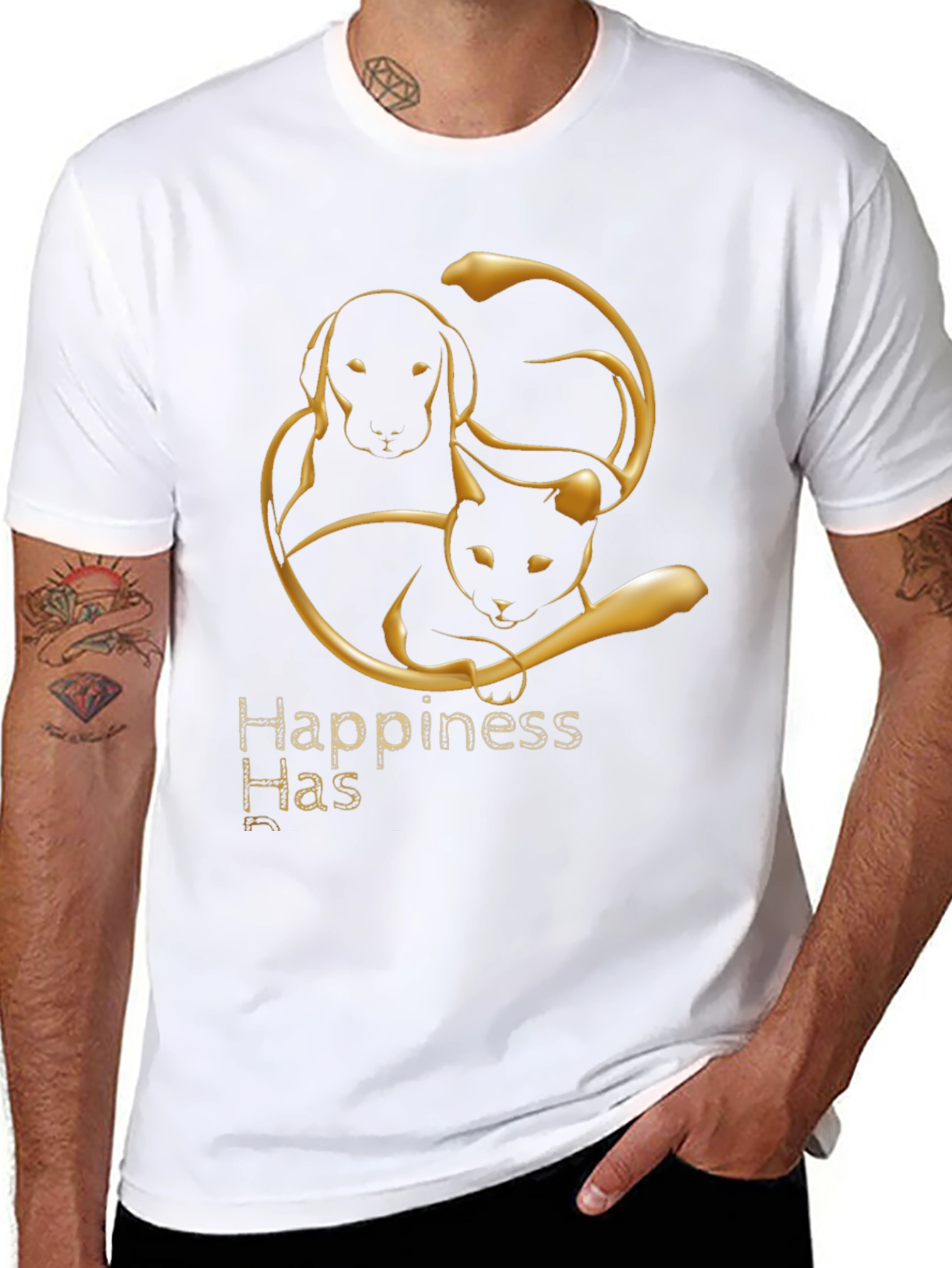 Happiness Has Paws Black Tee