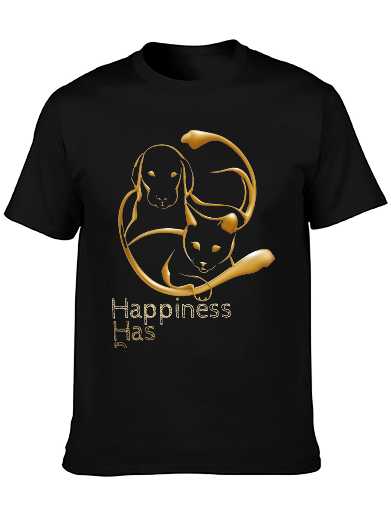 Happiness Has Paws Black Tee
