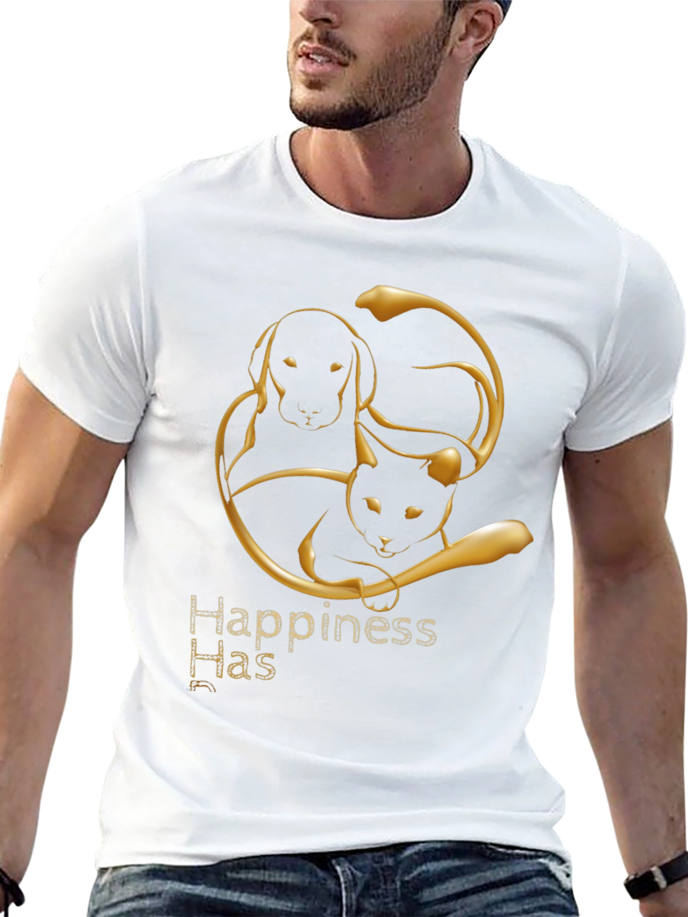 Happiness Has Paws Black Tee