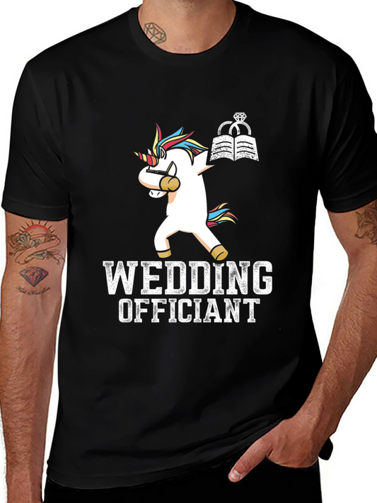 Wedding Officiant Unicorn Dabbing T-Shirt