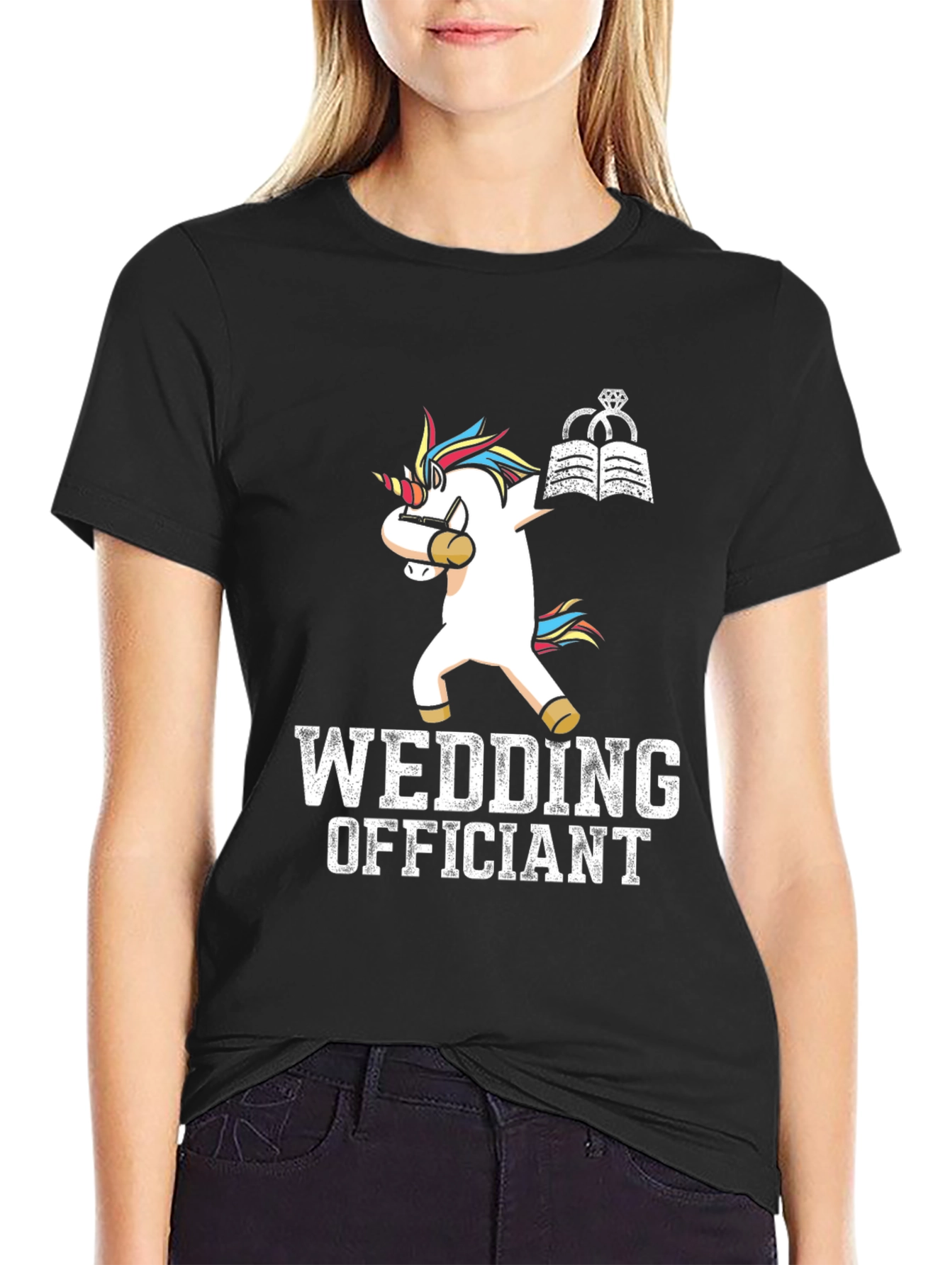 Wedding Officiant Unicorn Dabbing T-Shirt