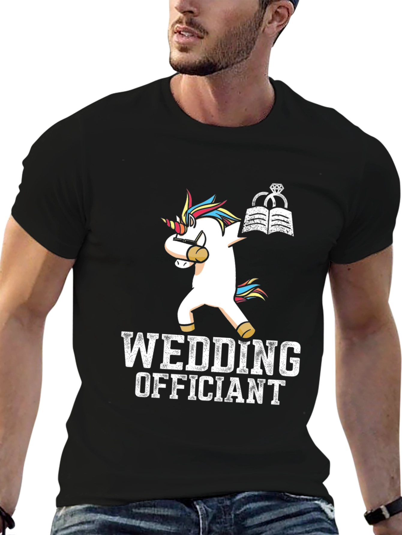 Wedding Officiant Unicorn Dabbing T-Shirt