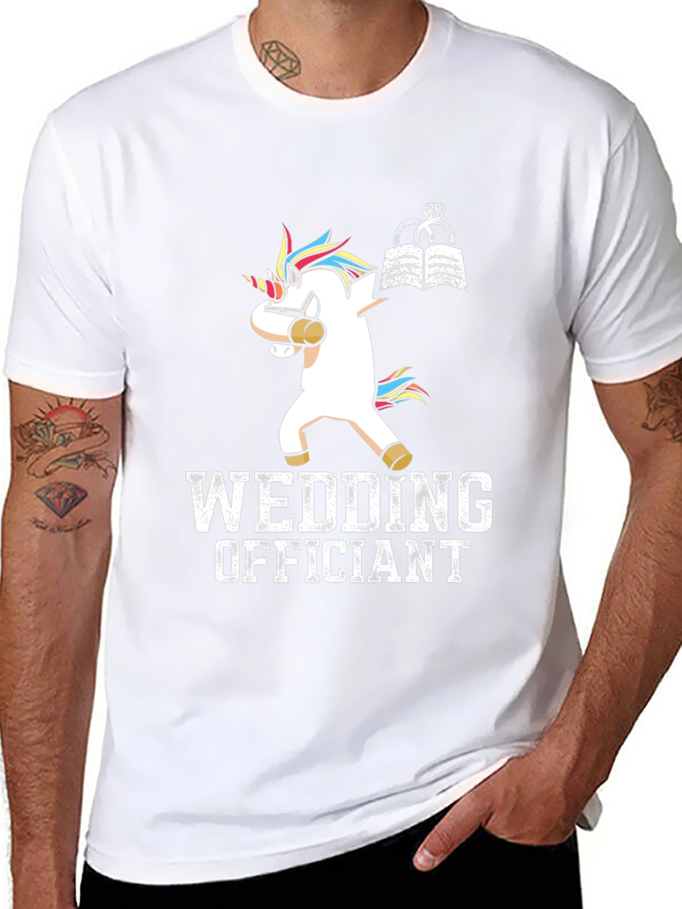 Wedding Officiant Unicorn Dabbing T-Shirt