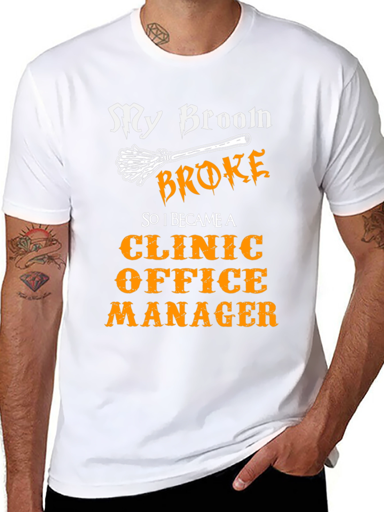 Funny Clinic Office Manager T-Shirt Halloween Broom