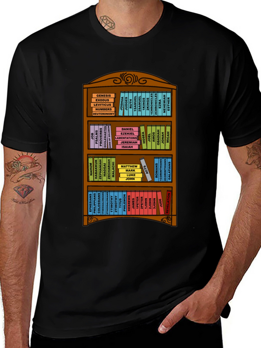 Bible Bookshelf T-Shirt - Religious Christian Apparel