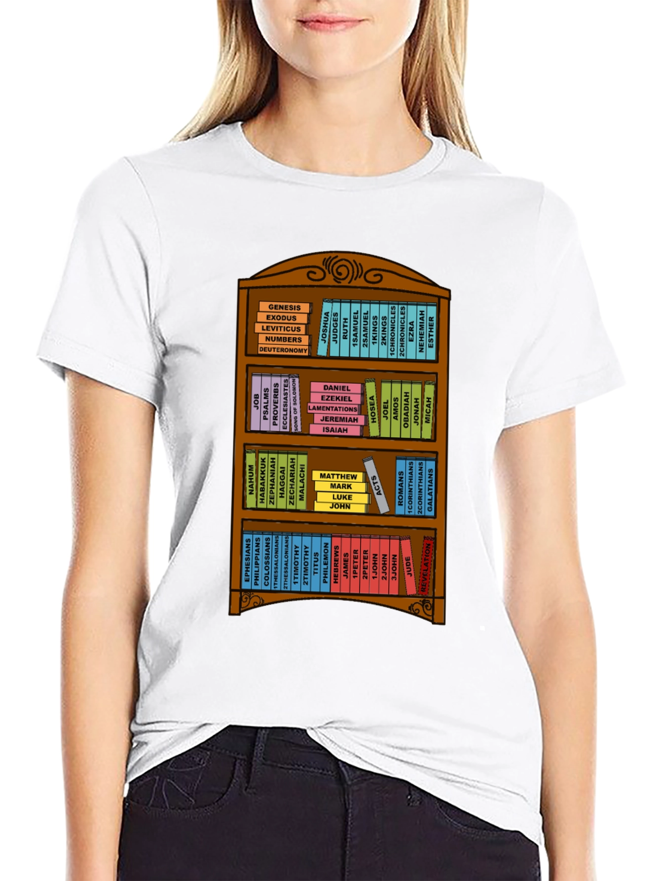Bible Bookshelf T-Shirt - Religious Christian Apparel