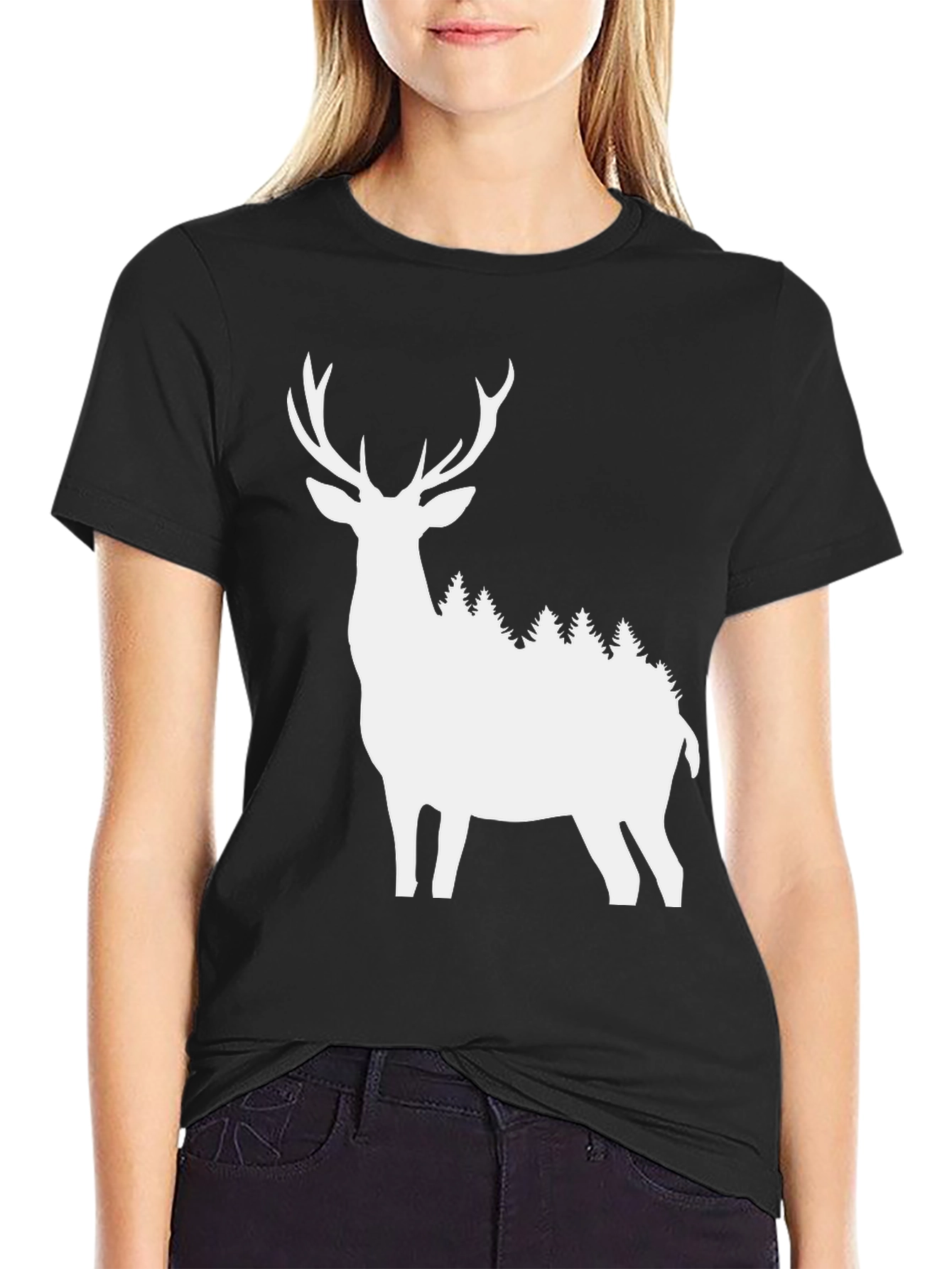 Deer Silhouette T-Shirt - Nature Inspired Graphic Tee