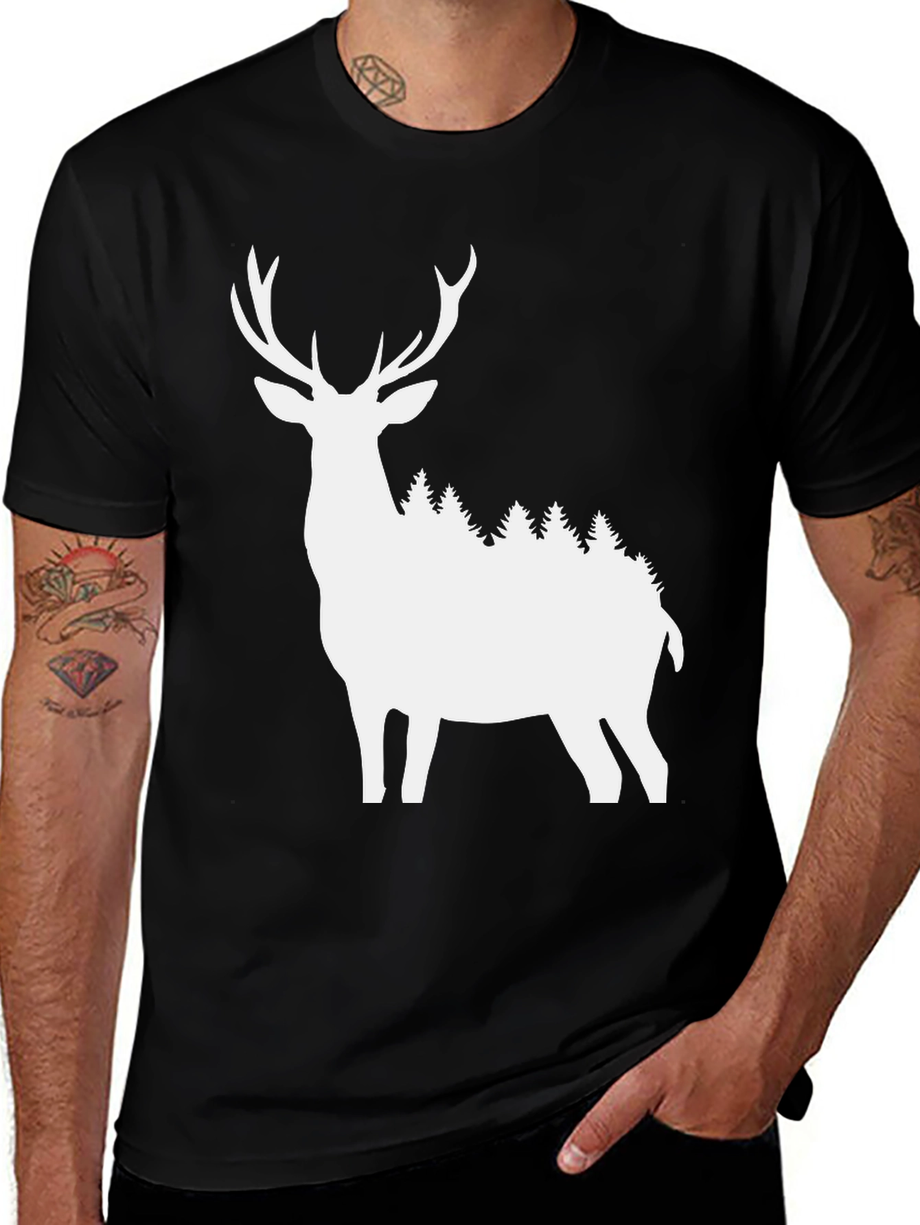 Deer Silhouette T-Shirt - Nature Inspired Graphic Tee