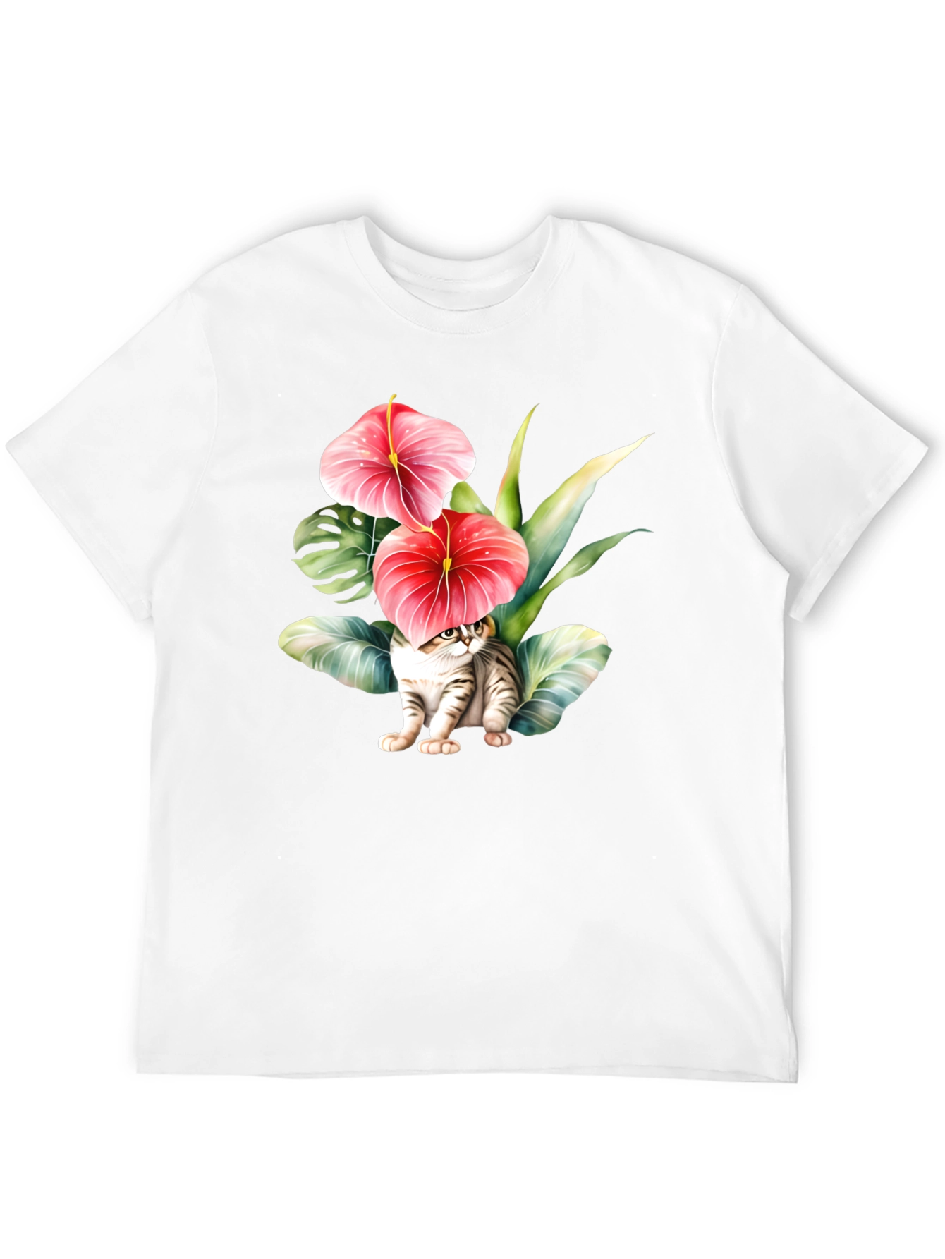 Floral Cat T-Shirt - Unique Graphic Tee