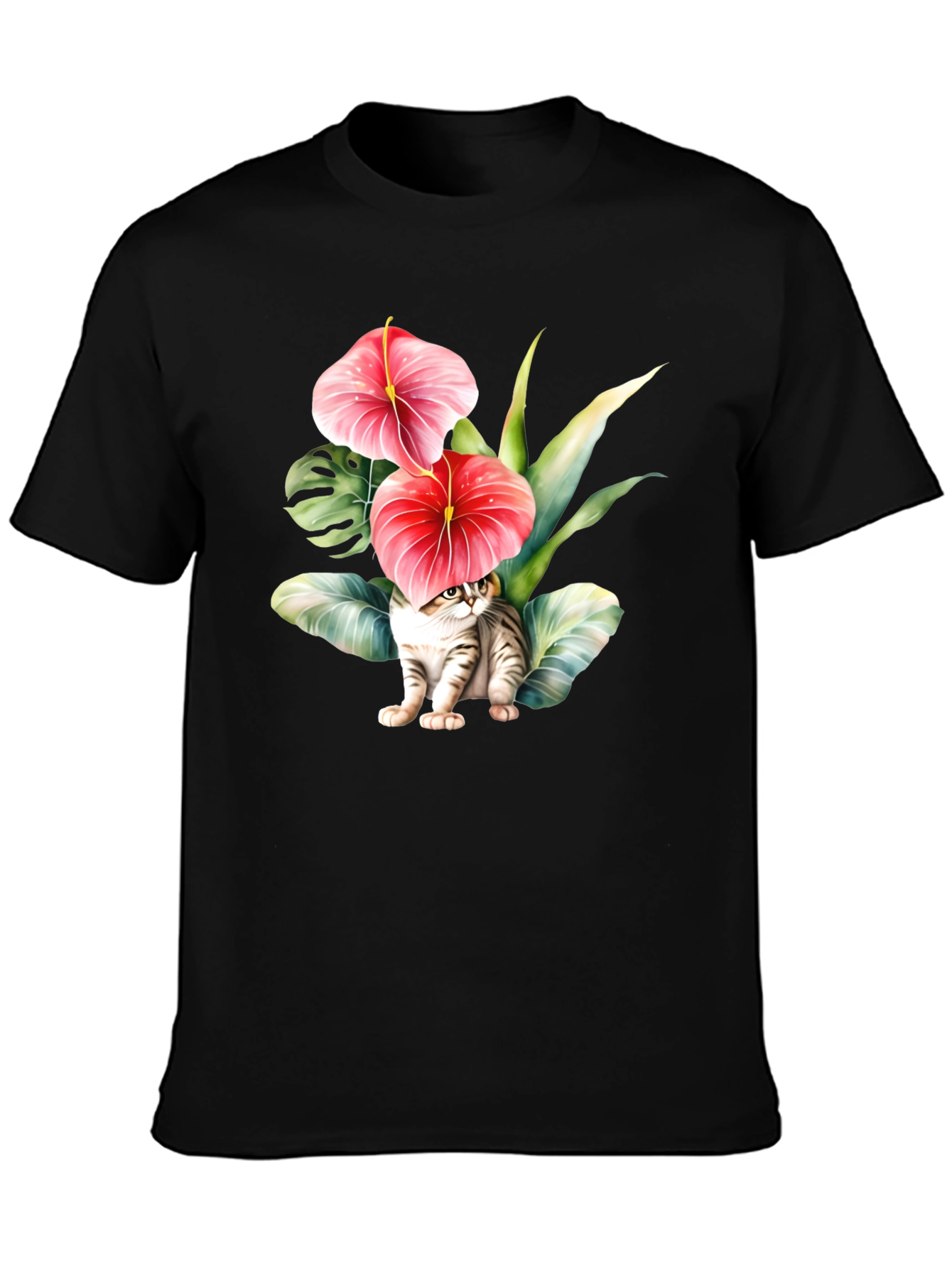 Floral Cat T-Shirt - Unique Graphic Tee