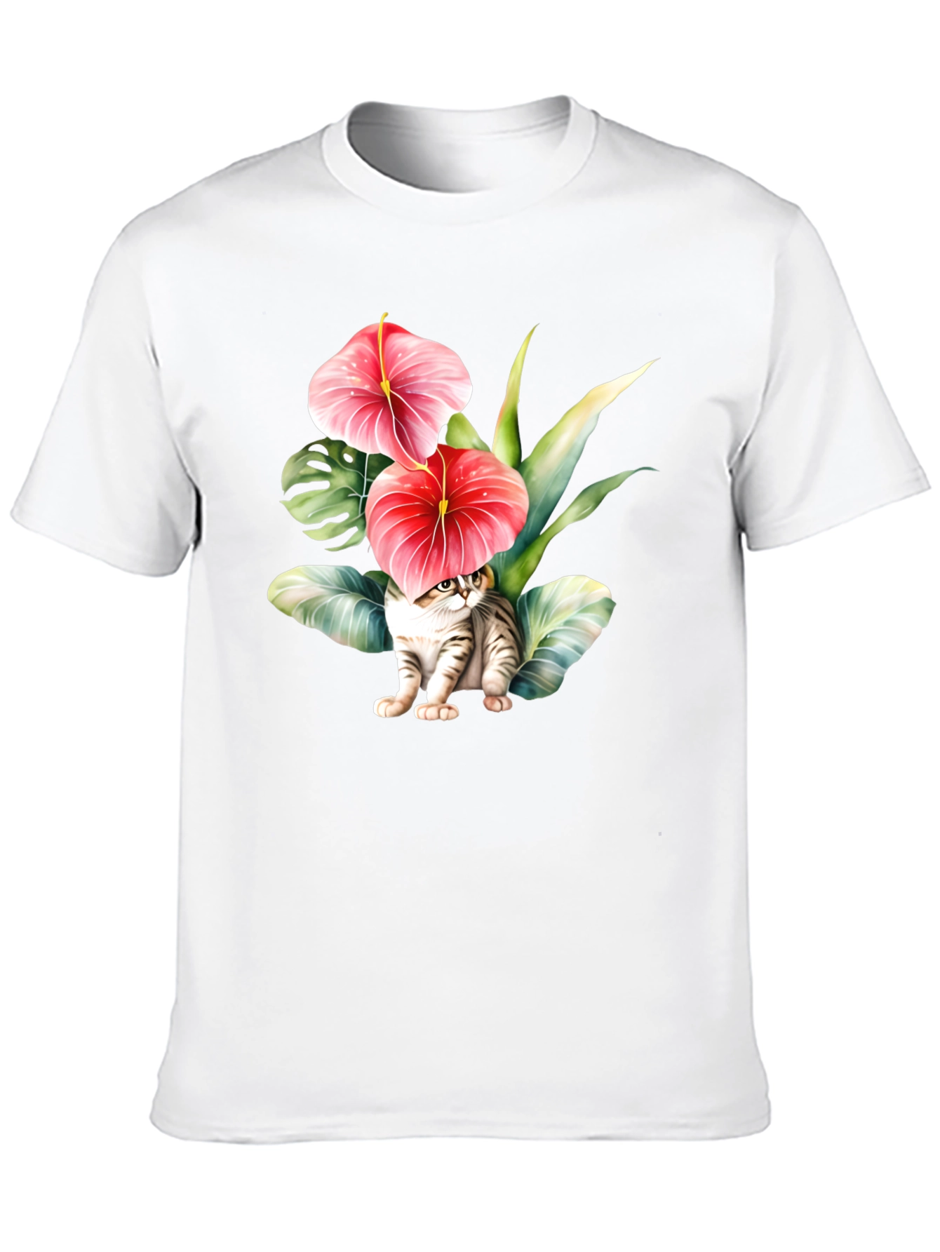 Floral Cat T-Shirt - Unique Graphic Tee